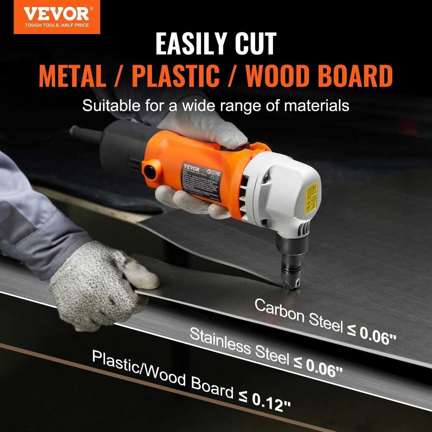 VEVOR Sheet Metal Nibbler 550W Powerful 2200 RPM High Speed 360 Degree Rotation Electric Nibbler Metal Cutter Straight Curve and Circle Cutting - Image 2