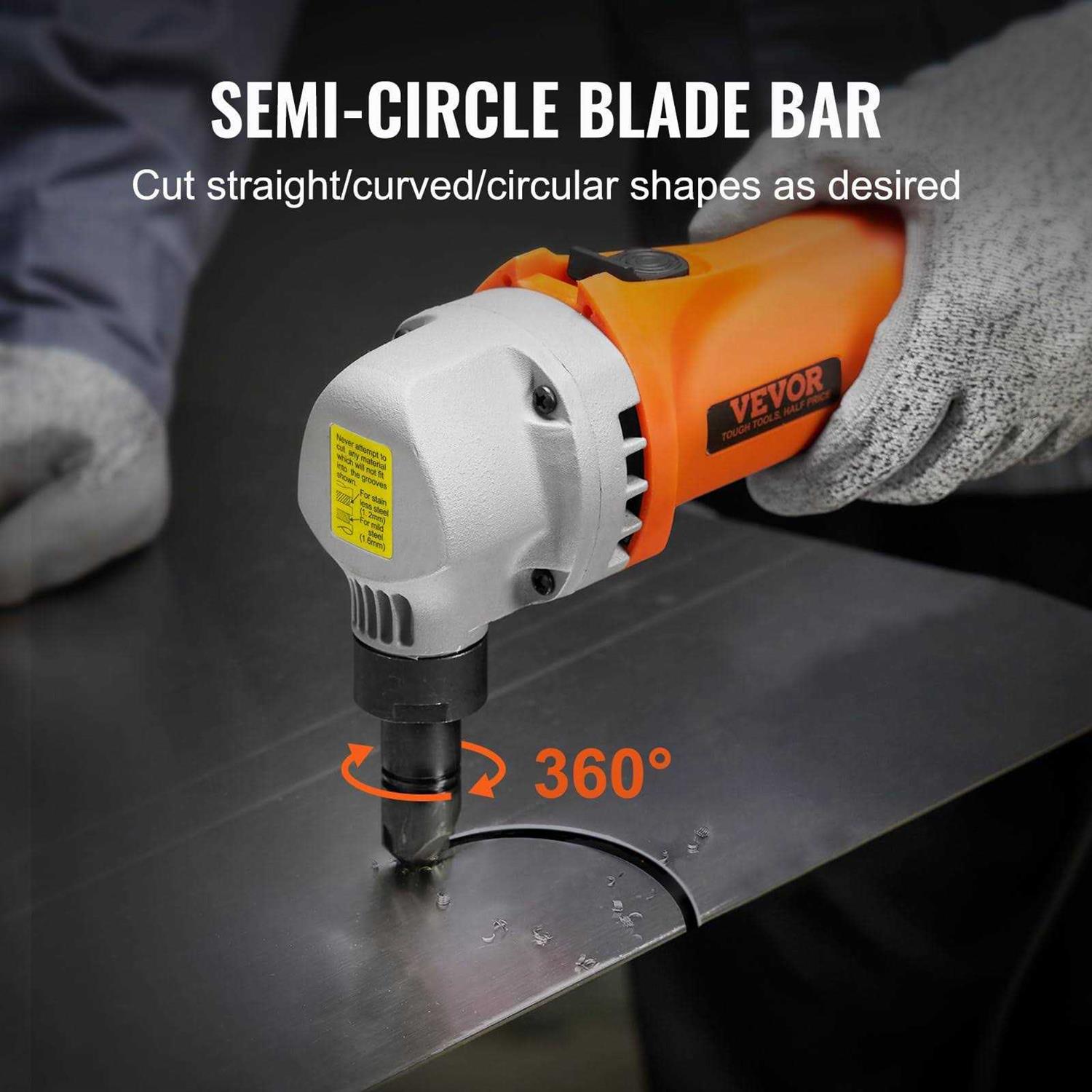 VEVOR Sheet Metal Nibbler 550W Powerful 2200 RPM High Speed 360 Degree Rotation Electric Nibbler Metal Cutter Straight Curve and Circle Cutting - Image 4