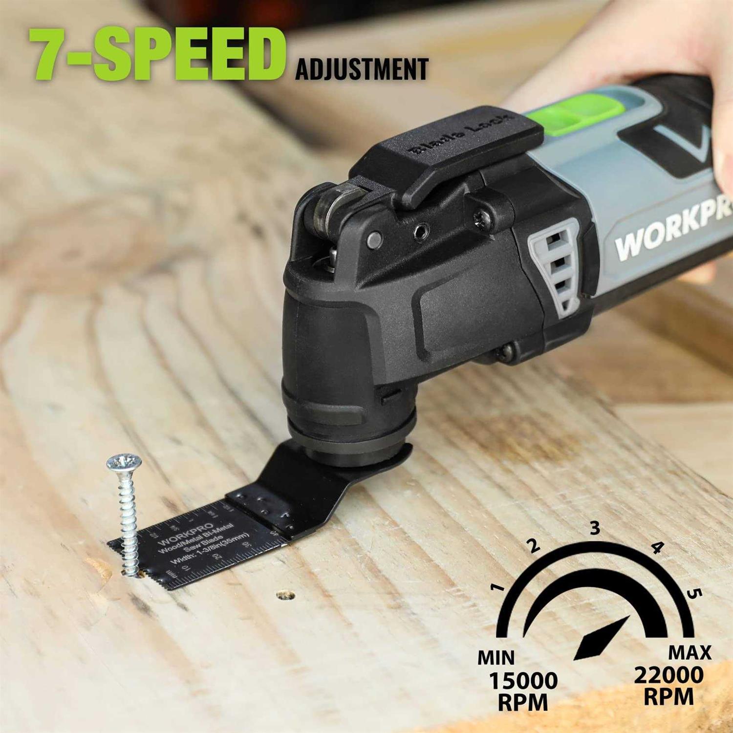 WORKPRO Oscillating Multi-Tool Kit 3.0 Amp Corded Quick-Lock Replaceable Oscillating Saw with 7 Variable Speed - Image 5