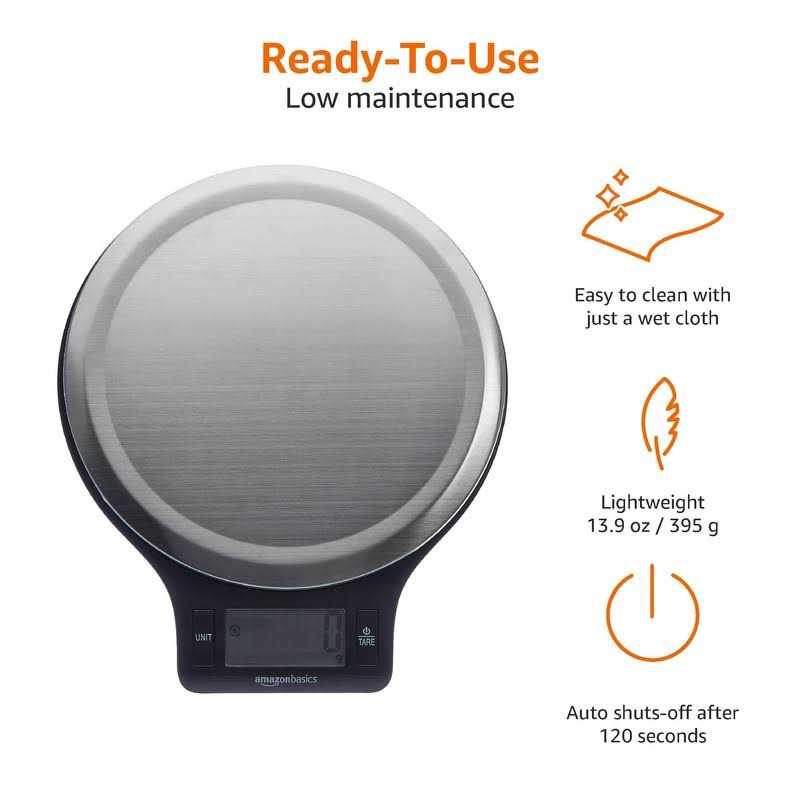 Basics Stainless Steel Digital Kitchen Scale with LCD Display - Image 5