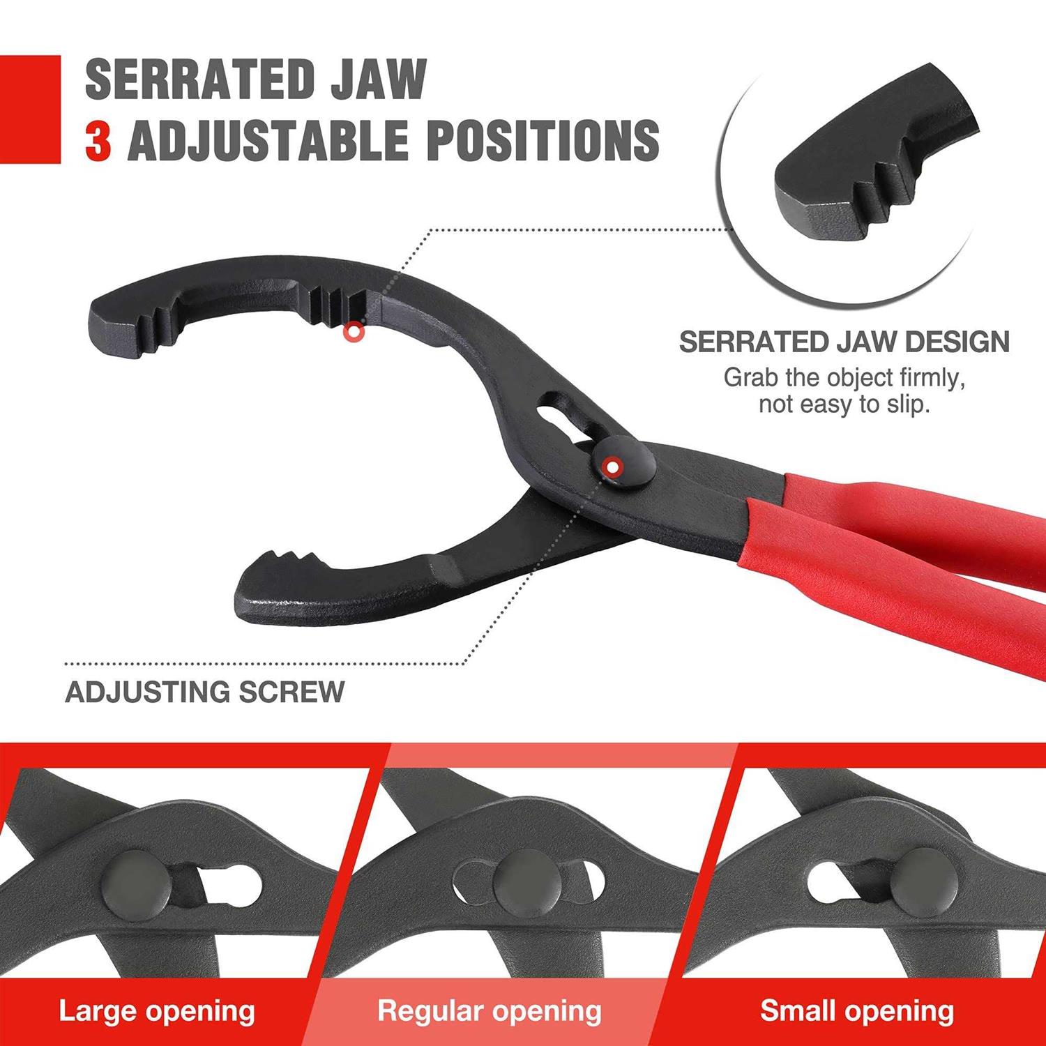 Workpro 12 Adjustable Oil Filter Pliers Wrench Adjustable Oil Filter Removal Tool - Image 3