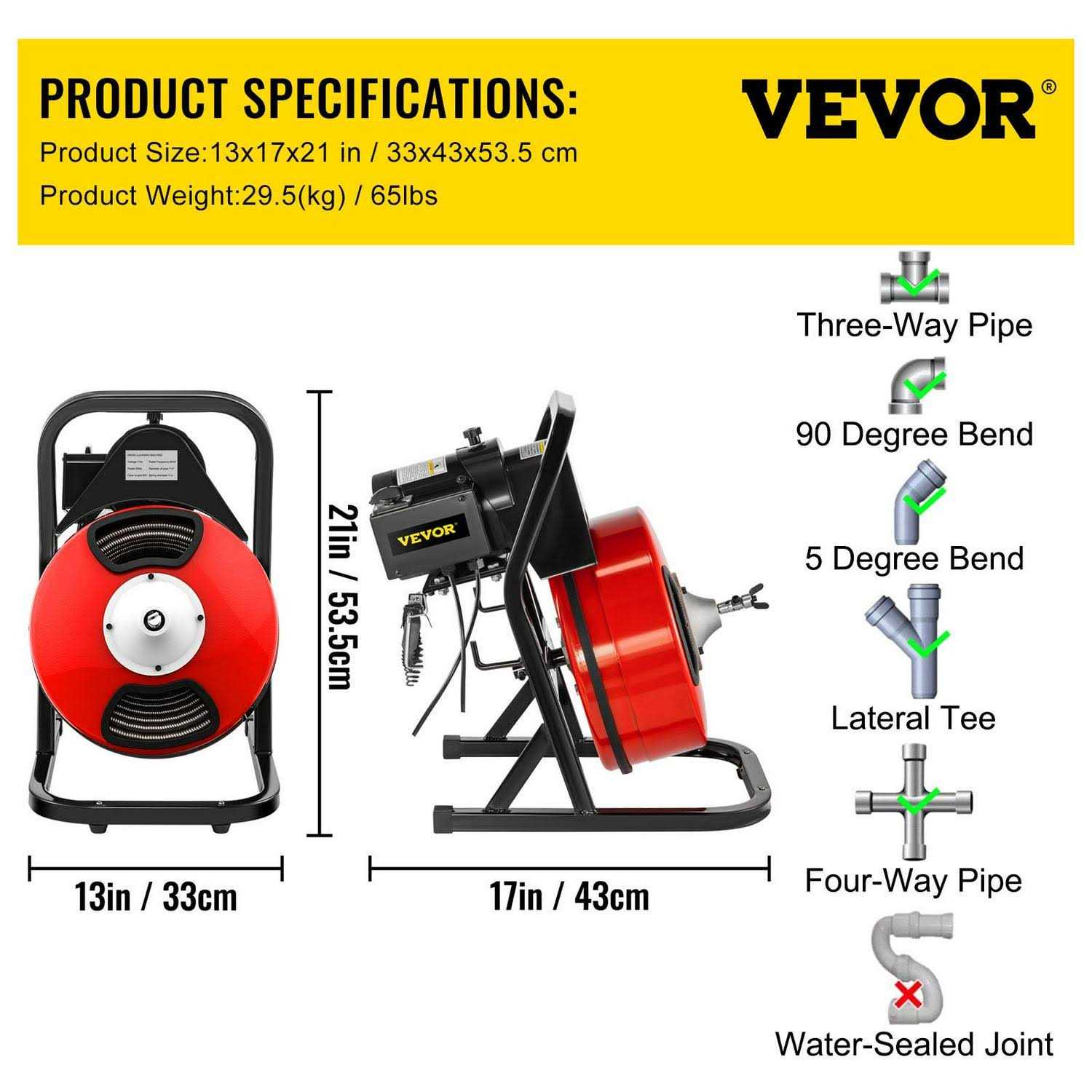 VEVOR Drain Cleaner Machine Electric Drain Auger 50FTx1/2In - Image 4