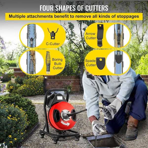 VEVOR Drain Cleaner Machine Electric Drain Auger 50FTx1/2In - Image 4