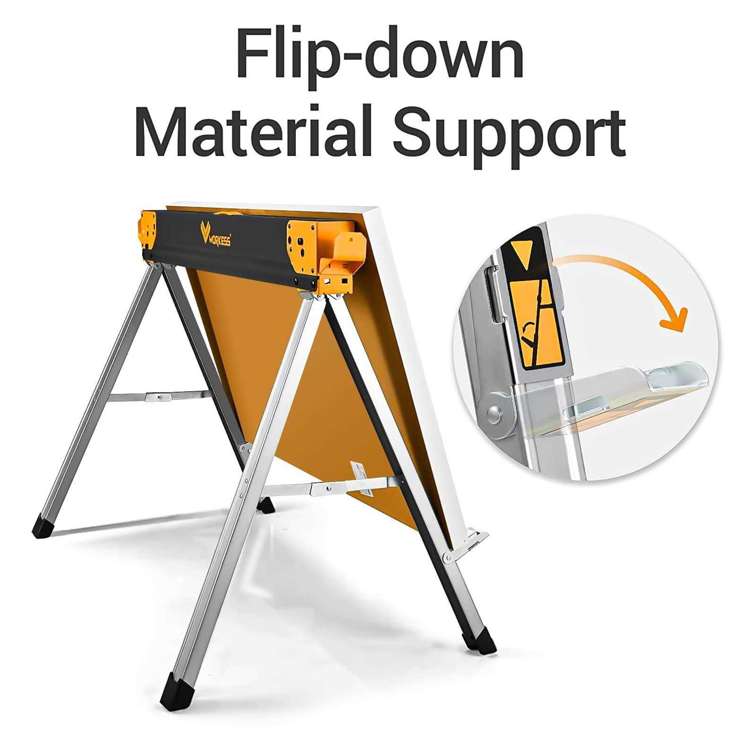 WORKESS Saw Horses 2 Pack Folding, Heavy Duty Sawhorse Table 2600 Lbs Load Capacity with 2x4 Support Legs, Portable Folding and Fast Open Legs and - Image 4