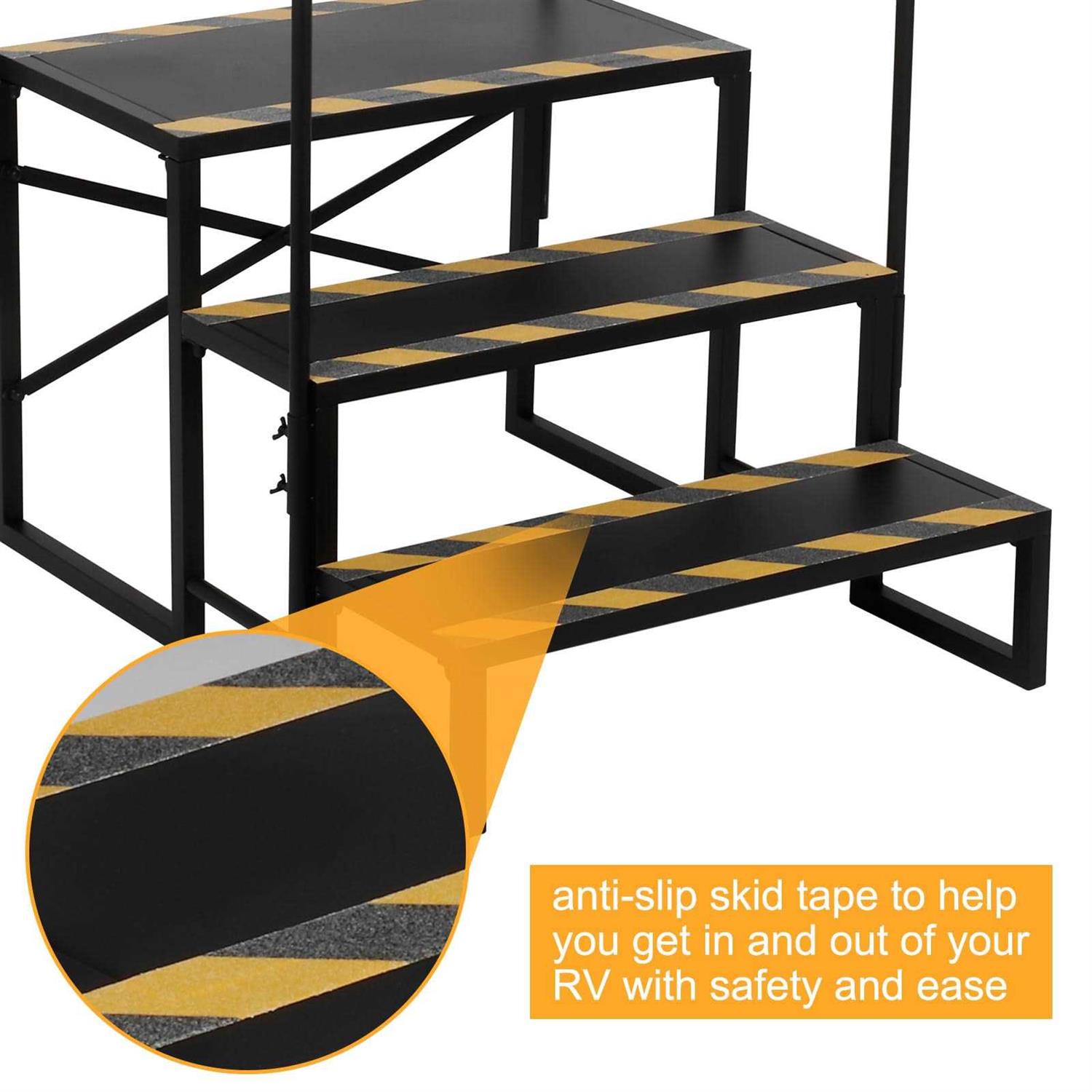 uyoyous 3 Step RV Stairs Updated Mobile Home Stairs Steps with Two handrails Outdoor RV Steel Step Ladder Support Economy Stair Riser for RVs&Travel Camper - Image 3