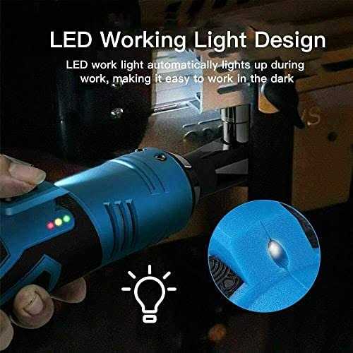 QiMu Cordless Electric Ratchet Wrench Set Cordless Ratchet Right Angle Wrench,3/8 12V Power Ratchet Tool Kit with 2 x 1500mAh Lithium-Ion Battery,7 - Image 4