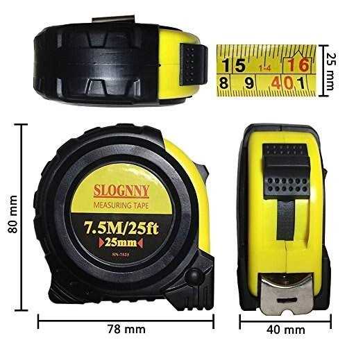 25FT Tape Measure,SLOGNNY Self-Locking Measuring Tape with Rubber Covered Case,Professional Measurement Tape with inch and Metric - Image 4
