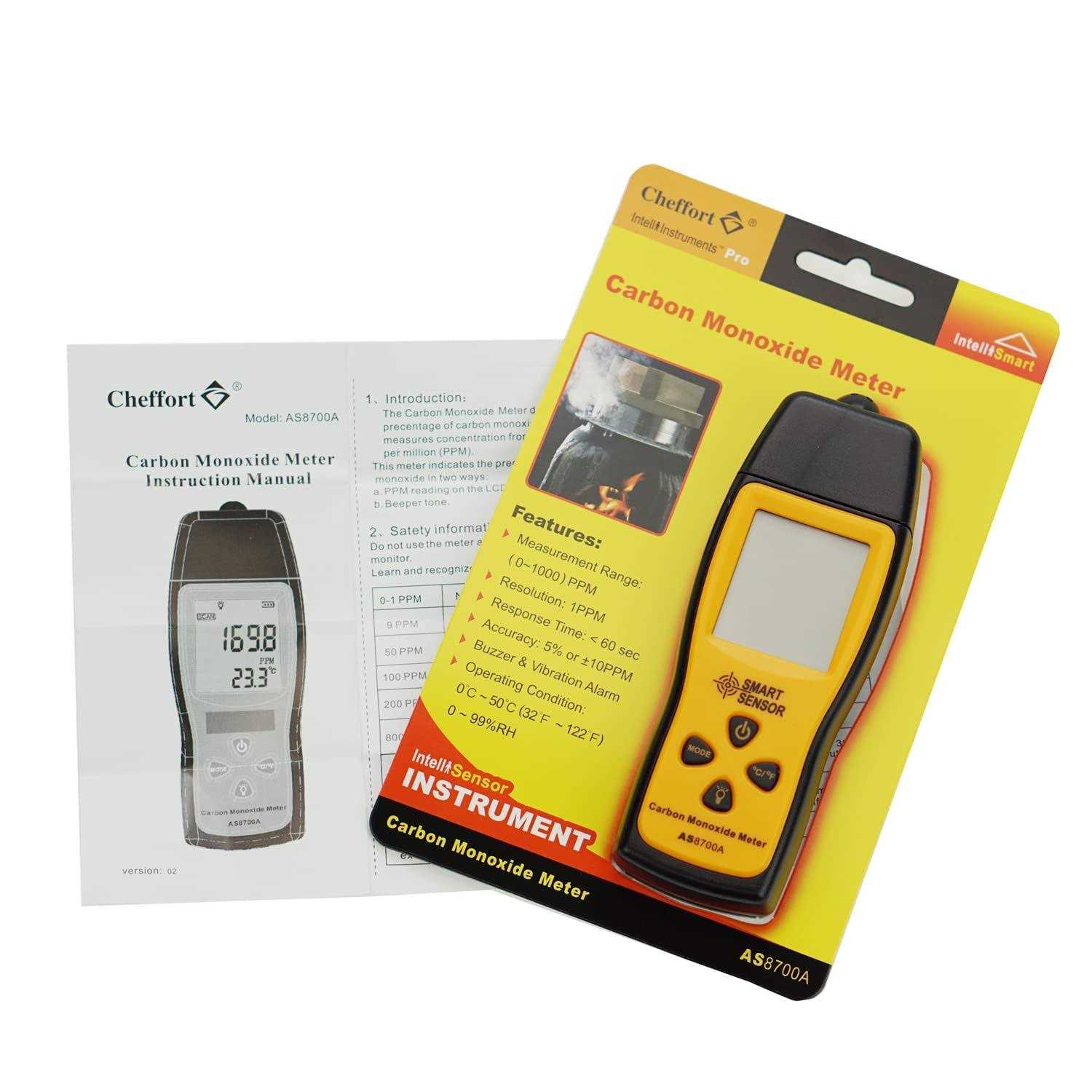 Cheffort Handheld Carbon Monoxide Meter Portable Co GAS Detector GAS Tester with 0~1000ppm Range 1ppm Resolution - Image 4