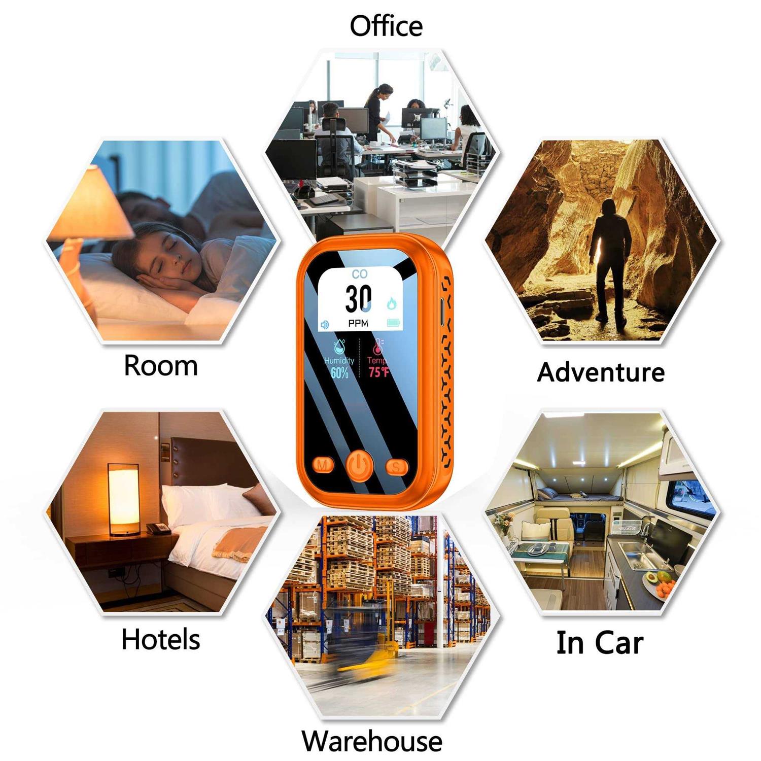 CEKKIENA Carbon Monoxide Detector Portable Mini Air Quality Monitor with Lanyard Smoke Alarm CO Gas Meter Temperature Humidity Sensor - Image 4