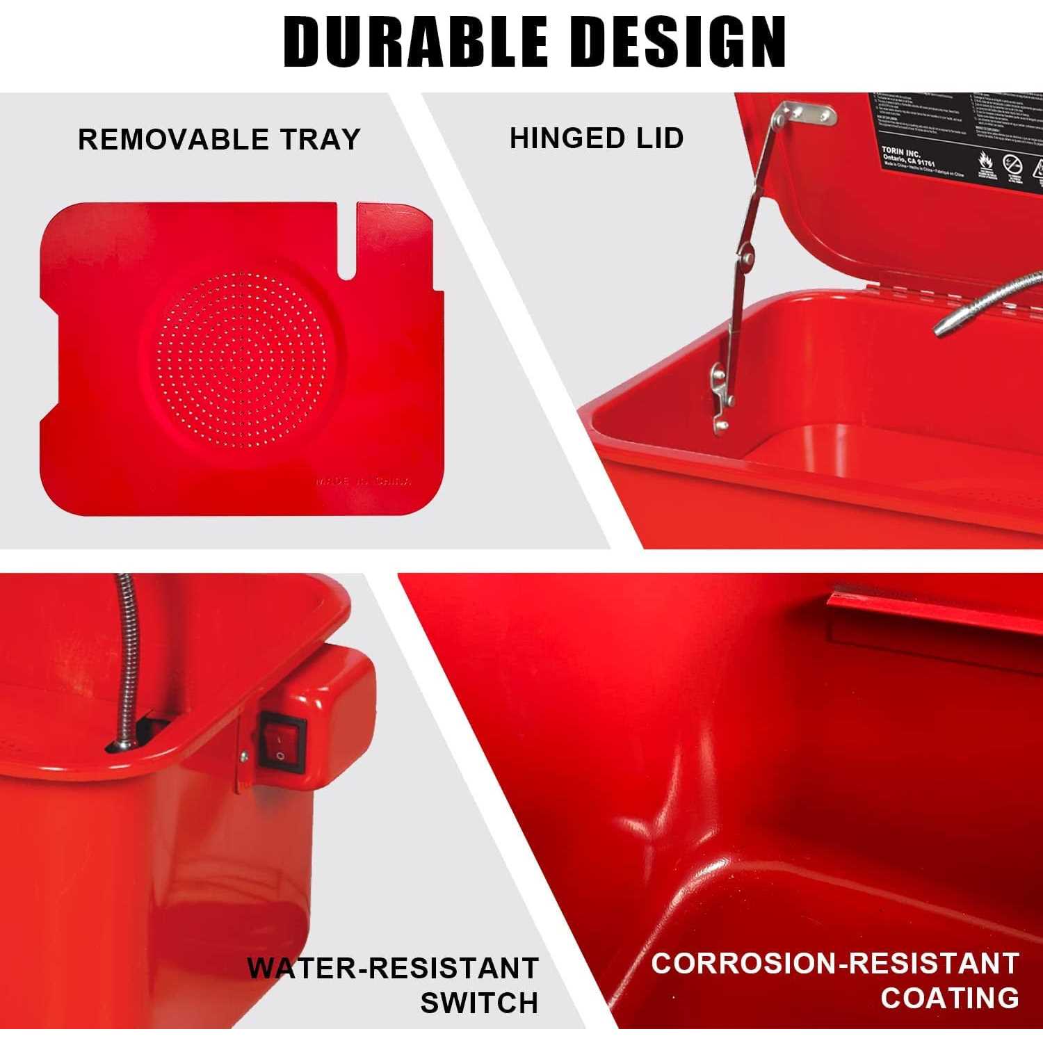 BIG RED TAM10035 Torin Portable Steel Cabinet Parts Washer with 110V Electric Pump - Image 5