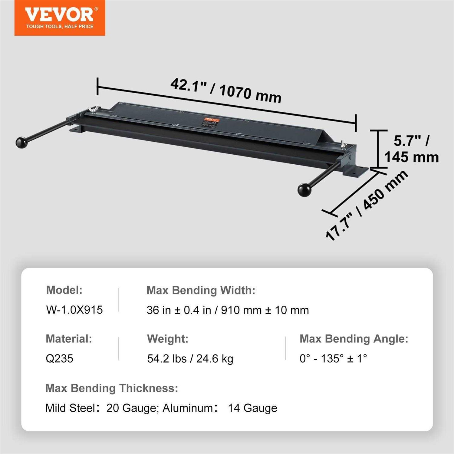 VEVOR Box and Pan Brake,0-130 Degrees Sheet Metal Bending Brake - Image 3