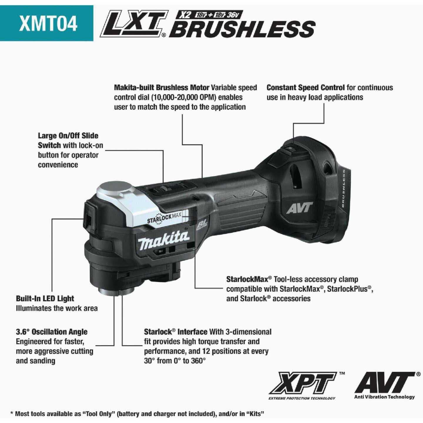 Makita XMT04ZB 18V LXT Lithium-Ion Sub-Compact Brushless Cordless StarlockMax Multi-Tool - Image 5