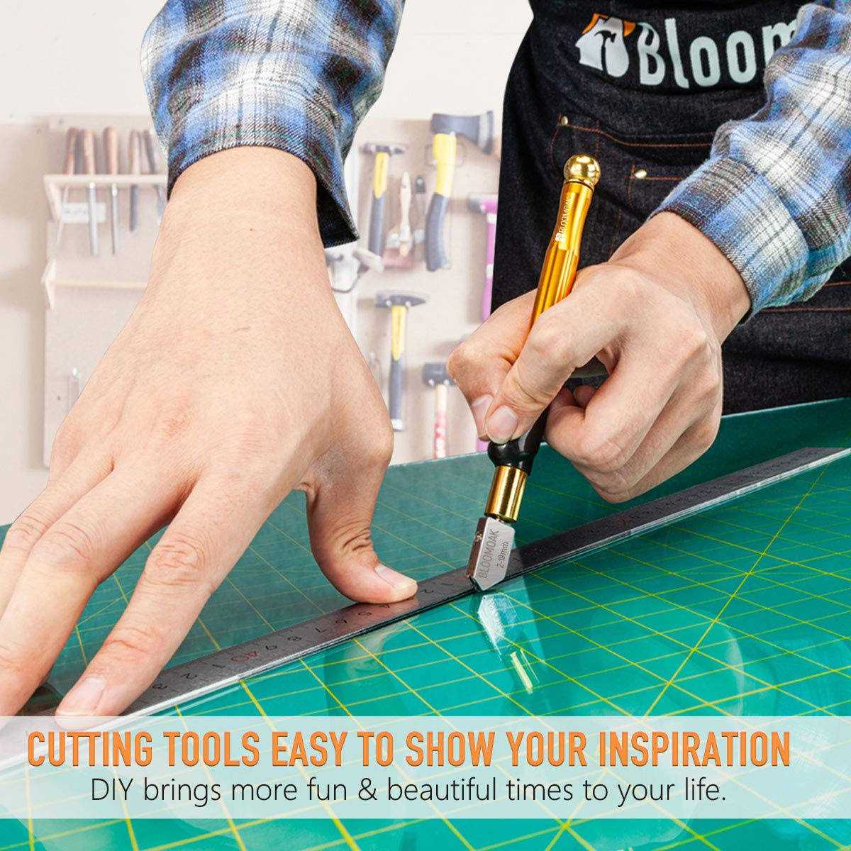 B Bloomoak Professional Carbide Tungsten Alloy Handle Glass Cutter Tool with Range 2-20mm Professional Cutter for Thick Glass Mosaic and Tiles - Image 2