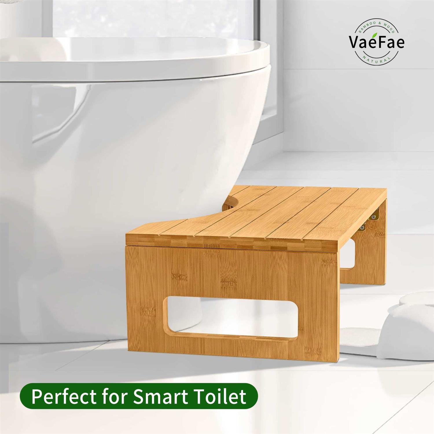 VaeFae Bamboo Toilet Stool, Foldable Potty Stool for Bathroom, Wooden Poop Stool for Adults, Portable and Non-Slip - Image 3