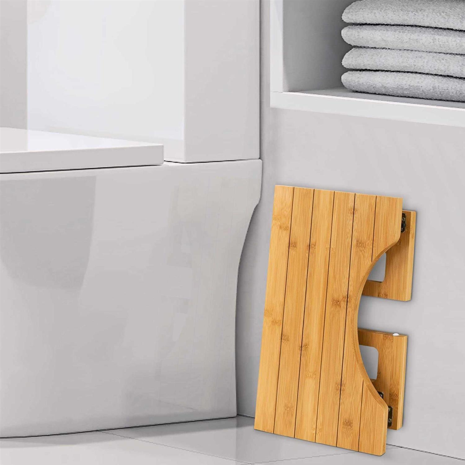 VaeFae Bamboo Toilet Stool, Foldable Potty Stool for Bathroom, Wooden Poop Stool for Adults, Portable and Non-Slip - Image 4