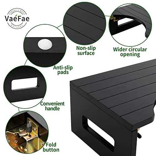VaeFae Bamboo Toilet Stool, Foldable Potty Stool for Bathroom, Wooden Poop Stool for Adults, Portable and Non-Slip - Image 3