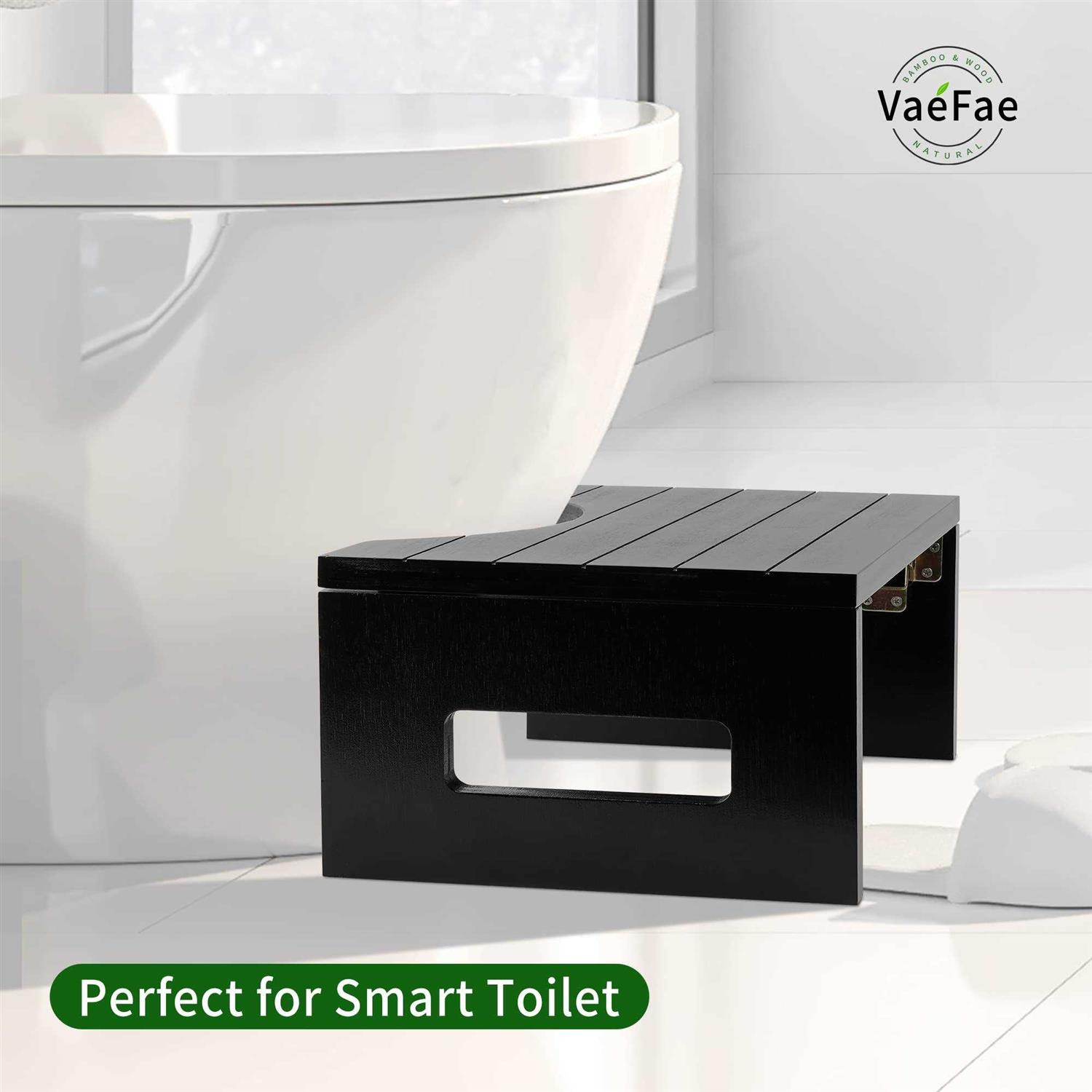 VaeFae Bamboo Toilet Stool, Foldable Potty Stool for Bathroom, Wooden Poop Stool for Adults, Portable and Non-Slip - Image 5