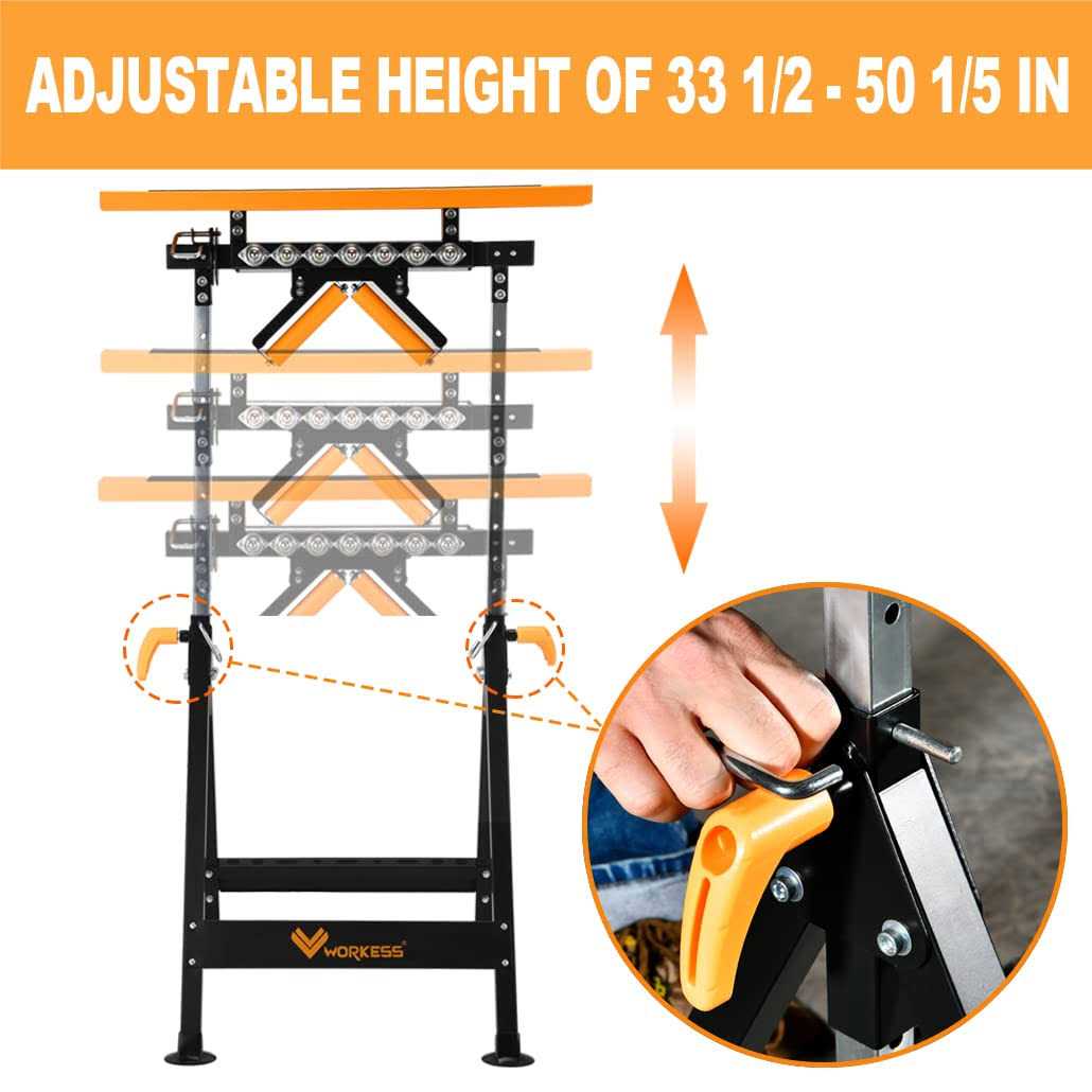 WORKESS 4 in 1 Roller Stand Stable 440 Lbs Load Capacity with Saw Horses - Image 5