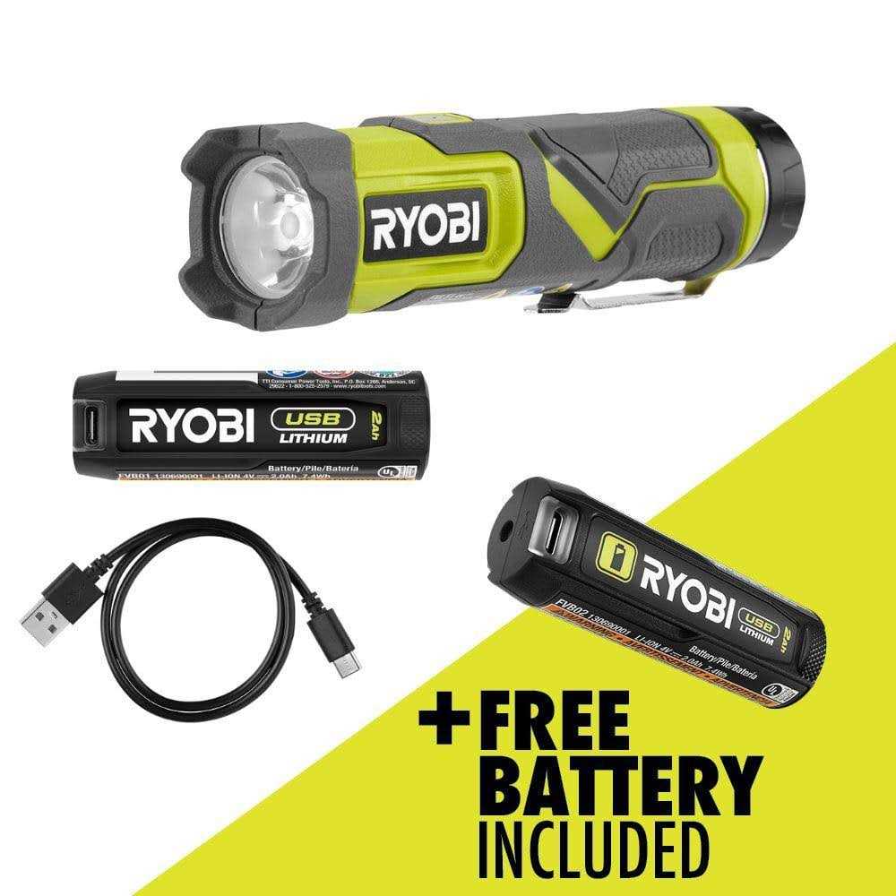 RYOBI USB Lithium Compact Flashlight Kit with 2.0Ah USB Lithium Battery