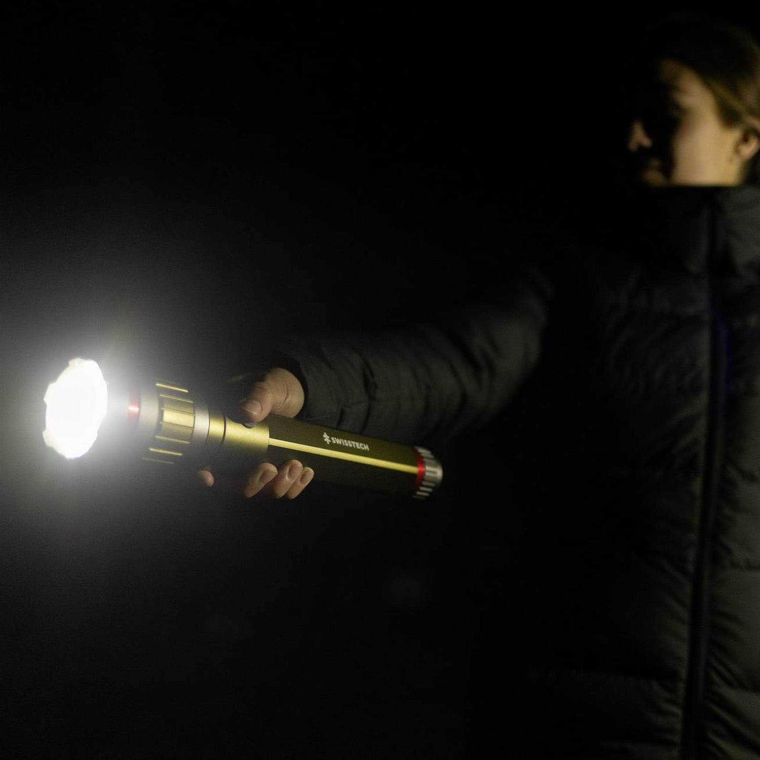 Swiss Tech 6500 Lumen LED Flashlight Rechargeable Dual Power Aa/usb with Charging Bank - Image 2