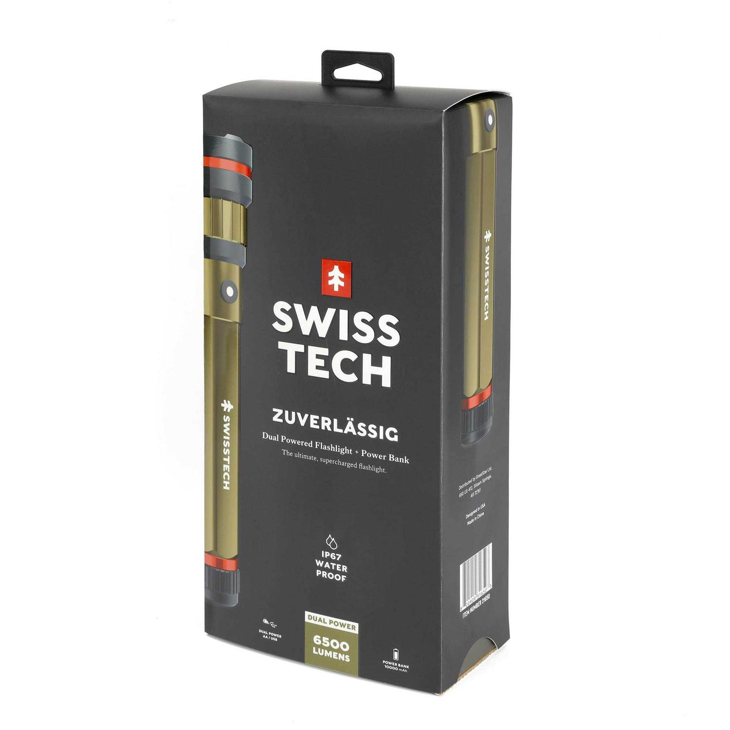 Swiss Tech 6500 Lumen LED Flashlight Rechargeable Dual Power Aa/usb with Charging Bank - Image 5