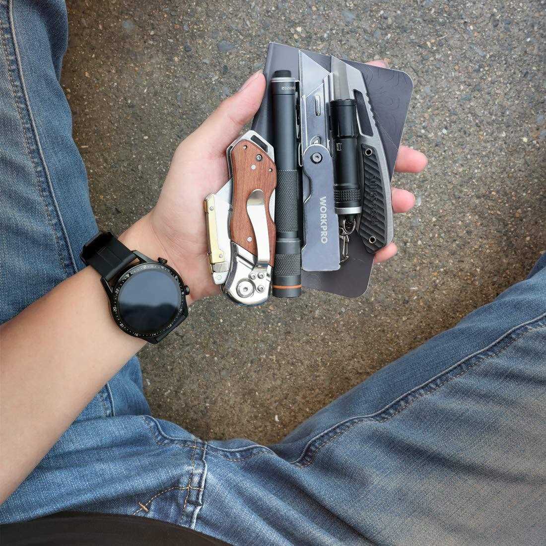 WorkPro 3-Piece Quick Change Folding Pocket Utility Knife Set with Belt Clip - Image 4