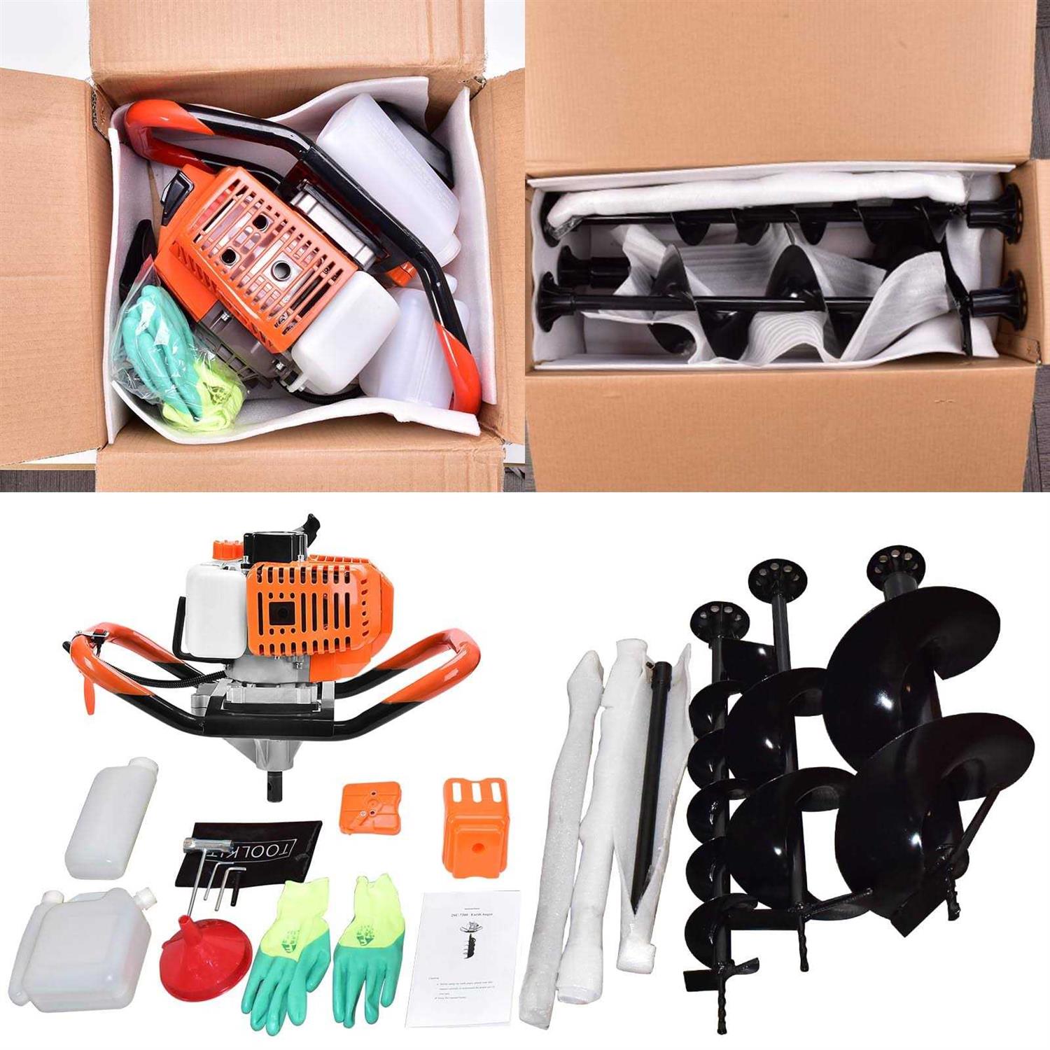 Snnplapla 72cc Auger Post Hole Digger Gas Powered Auger with 3 Earth Drill Bits 4 & 8 & 12 - Image 5
