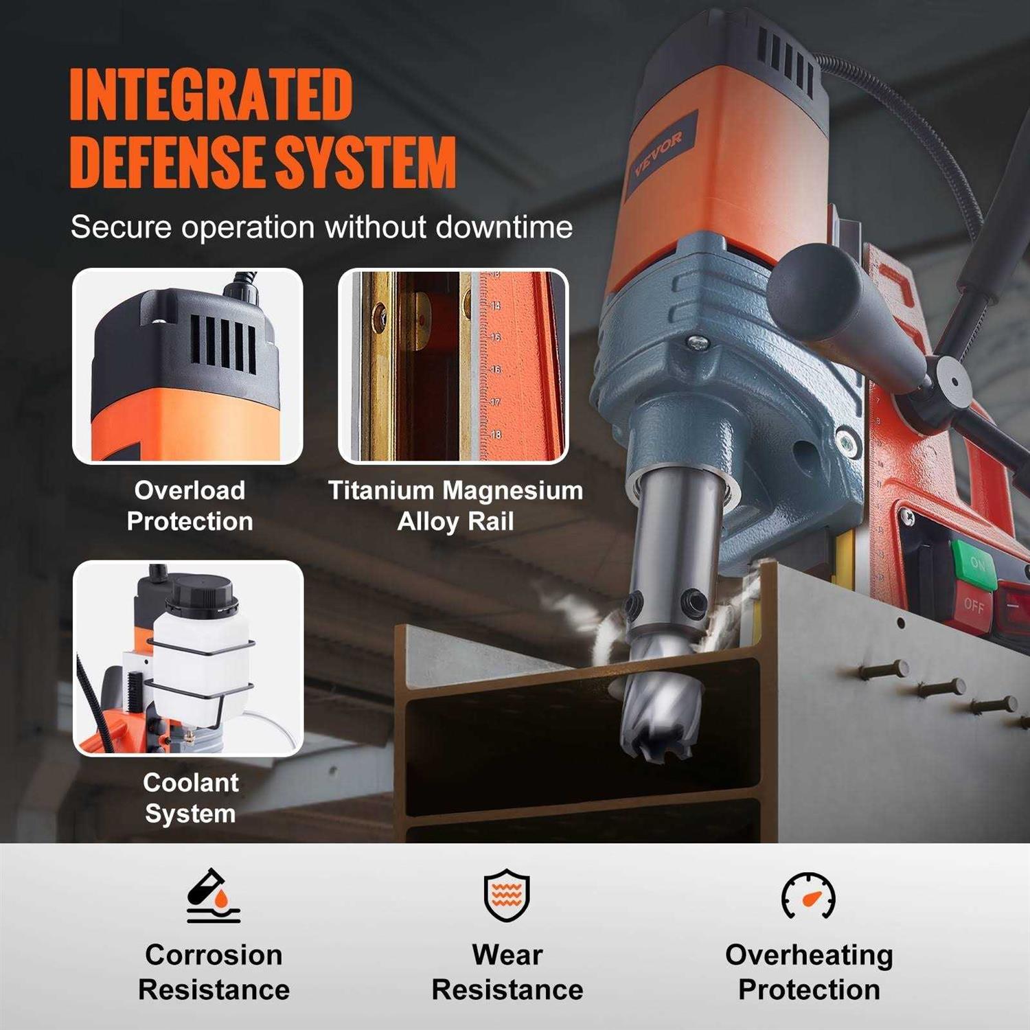 VEVOR Magnetic Drill 1400W 2922lbf/13000N Portable Mag Drill Press 810Rpm - Image 3