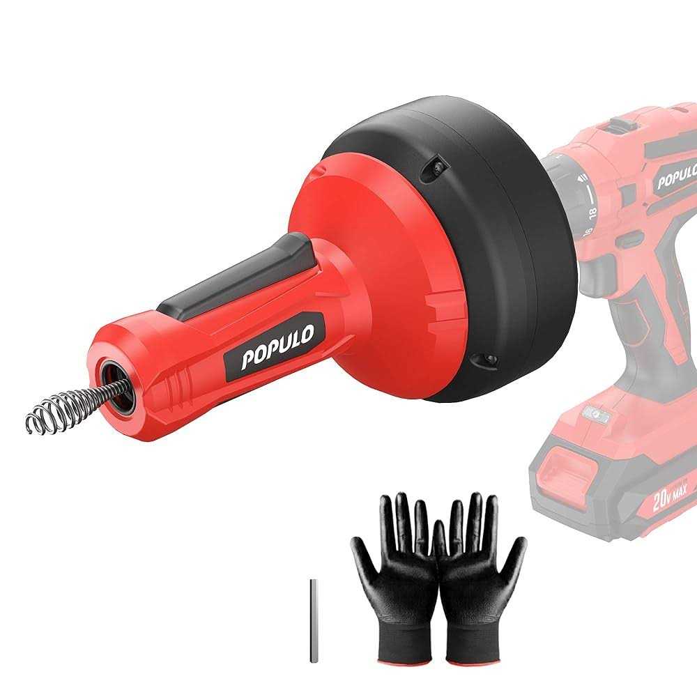 POPULO Drain Auger Plumbing Snake with Gloves