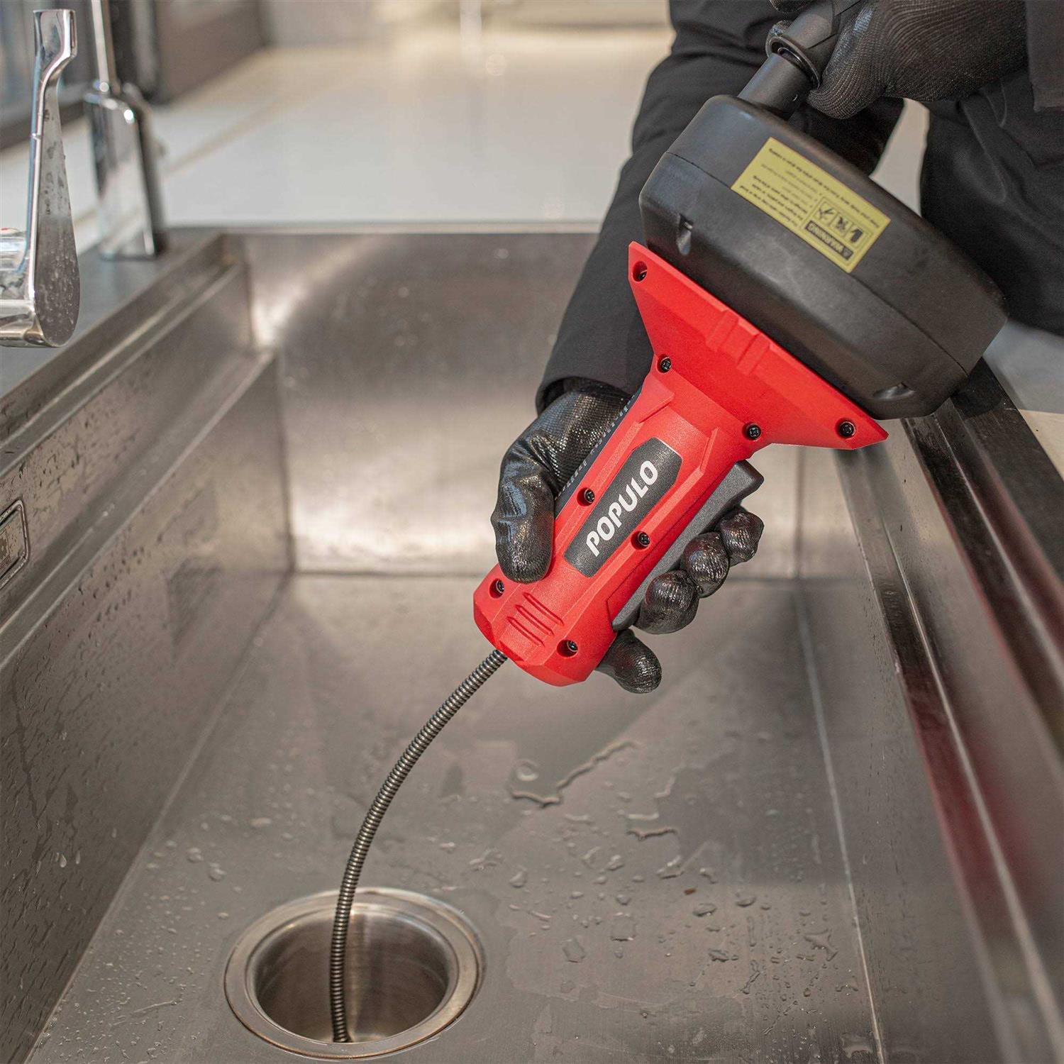 POPULO Drain Auger Plumbing Snake with Gloves - Image 3