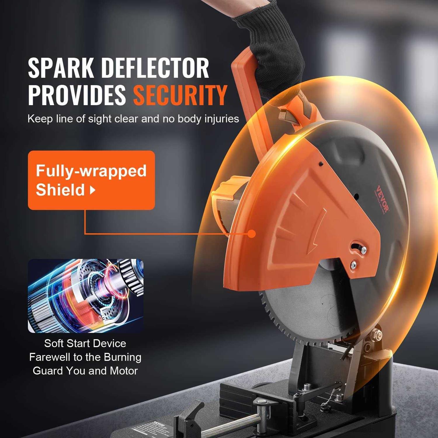 VEVOR Chop Saw 14/355mm Blade Diameter Cut Off Saw 2800W 1200RPM Steel Cutting Machine - Image 3