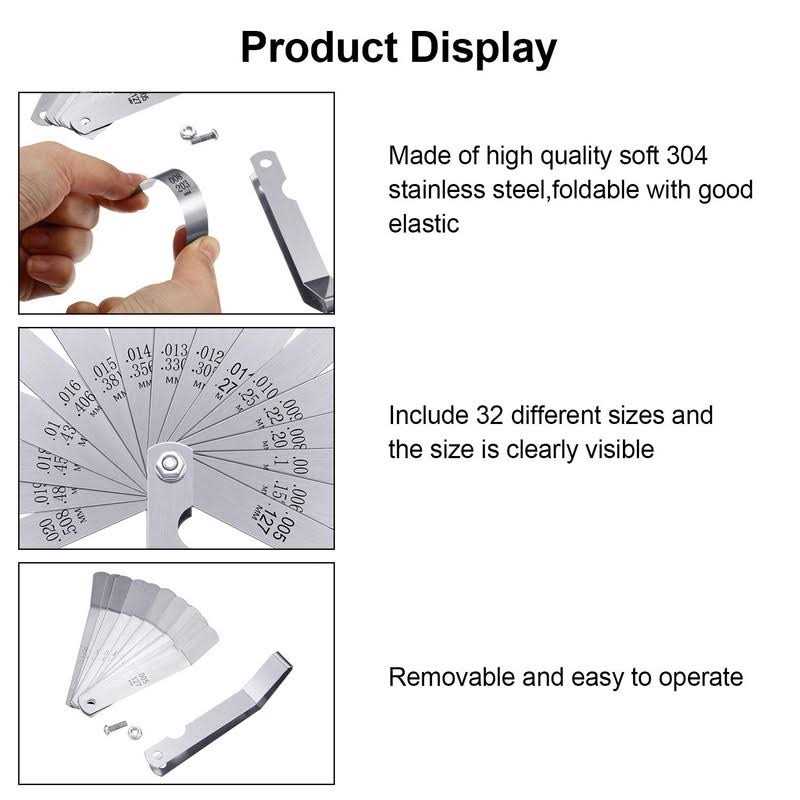 Hotop Stainless Steel Feeler Gauge Dual Marked Metric and Imperial Measuring Tool - Image 5