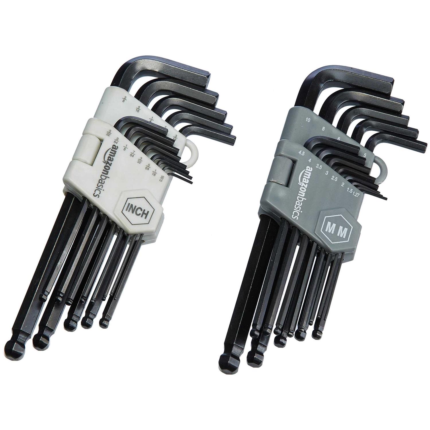 AmazonBasics Hex Key Allen Wrench Set with Ball End