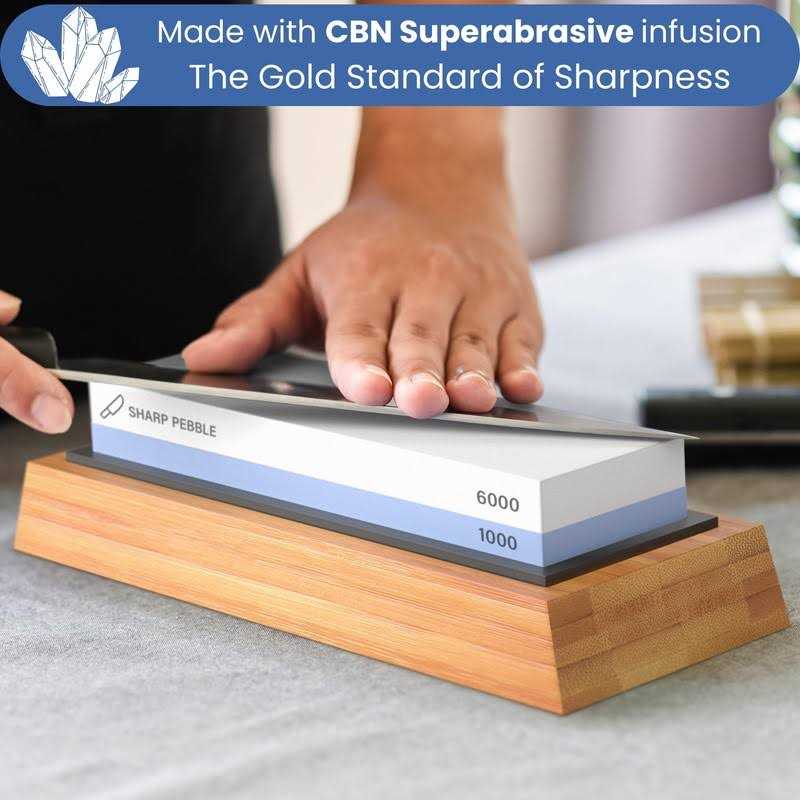 Sharp Pebble Premium Knife Sharpening Stone 2 Side Grit 1000/6000 Whetstone - Image 2
