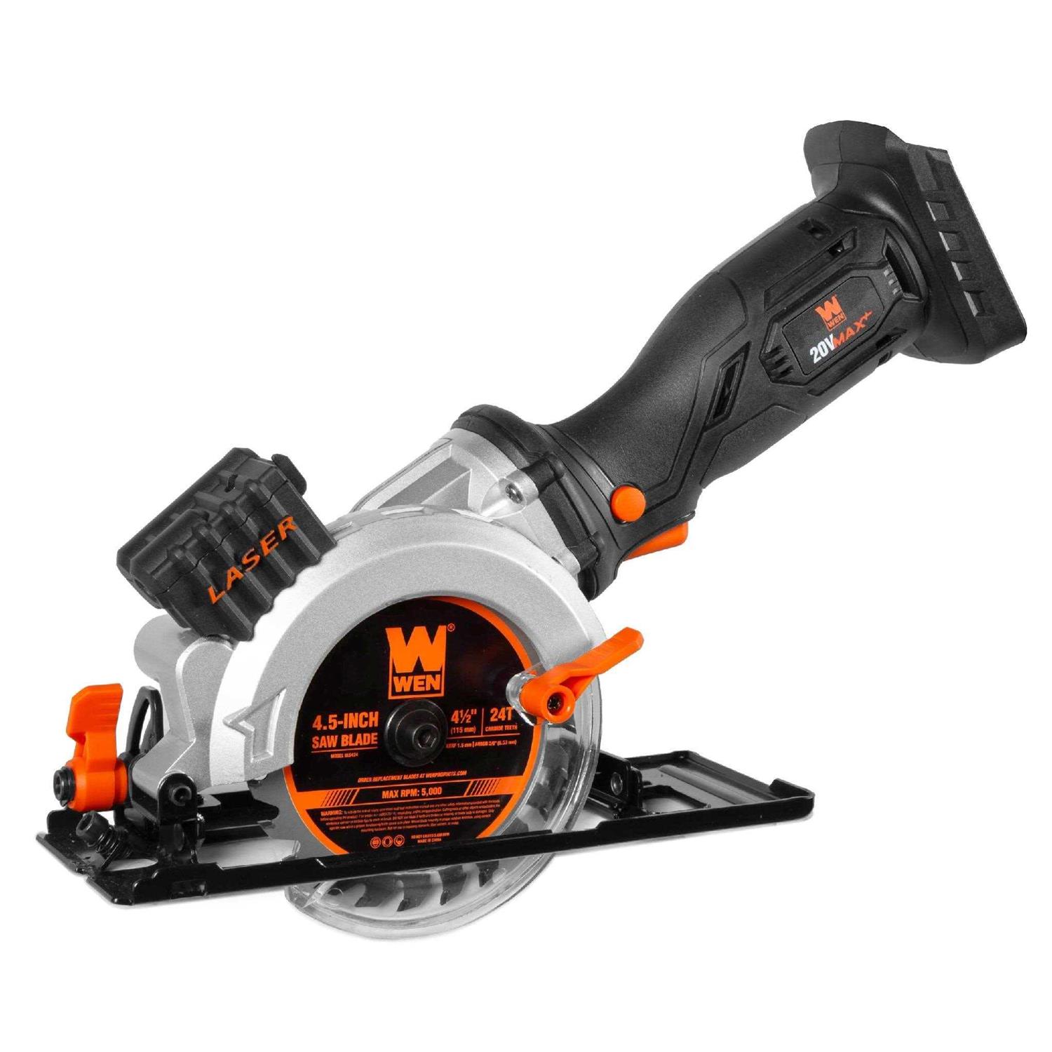 WEN 20V Max 4-1/2-Inch Cordless Mini Circular Saw