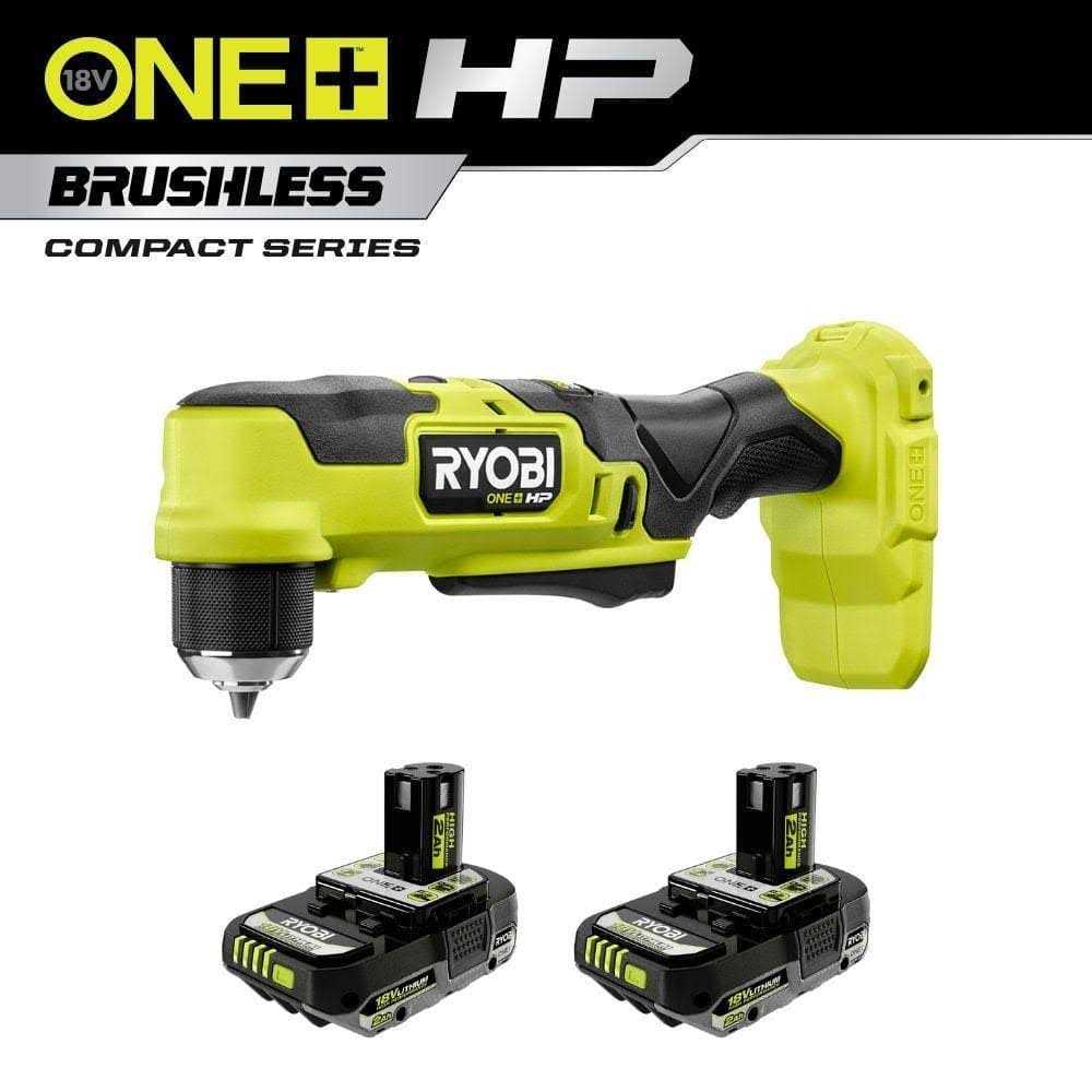 RYOBI ONE+ HP 18V Brushless Cordless Compact 3/8 in. Right Angle Drill with 2.0 Ah