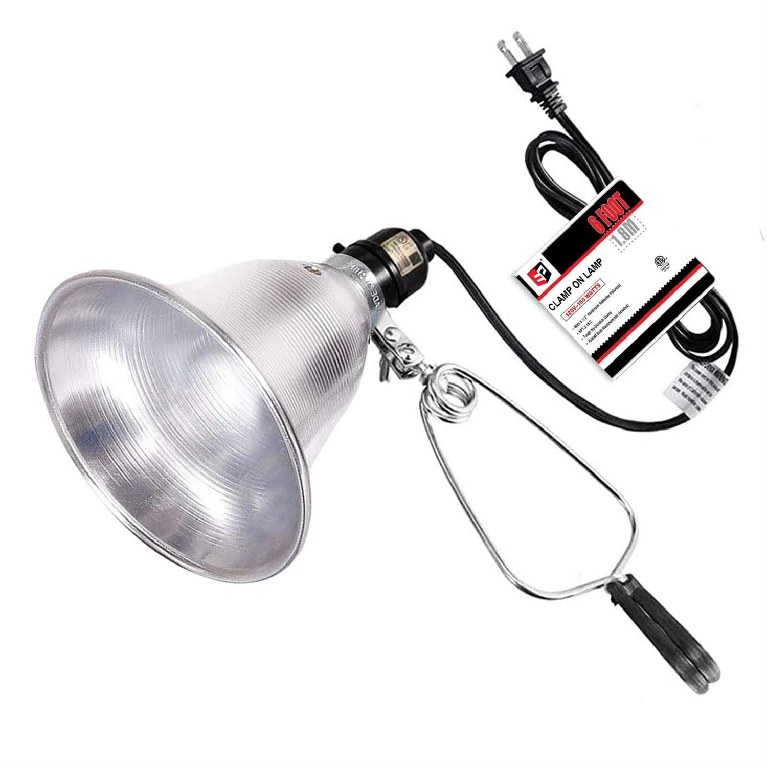 EP Clamp Lamp Light with Detachable 5.5 Inch Aluminum Reflector 60 Watt E26 Socket