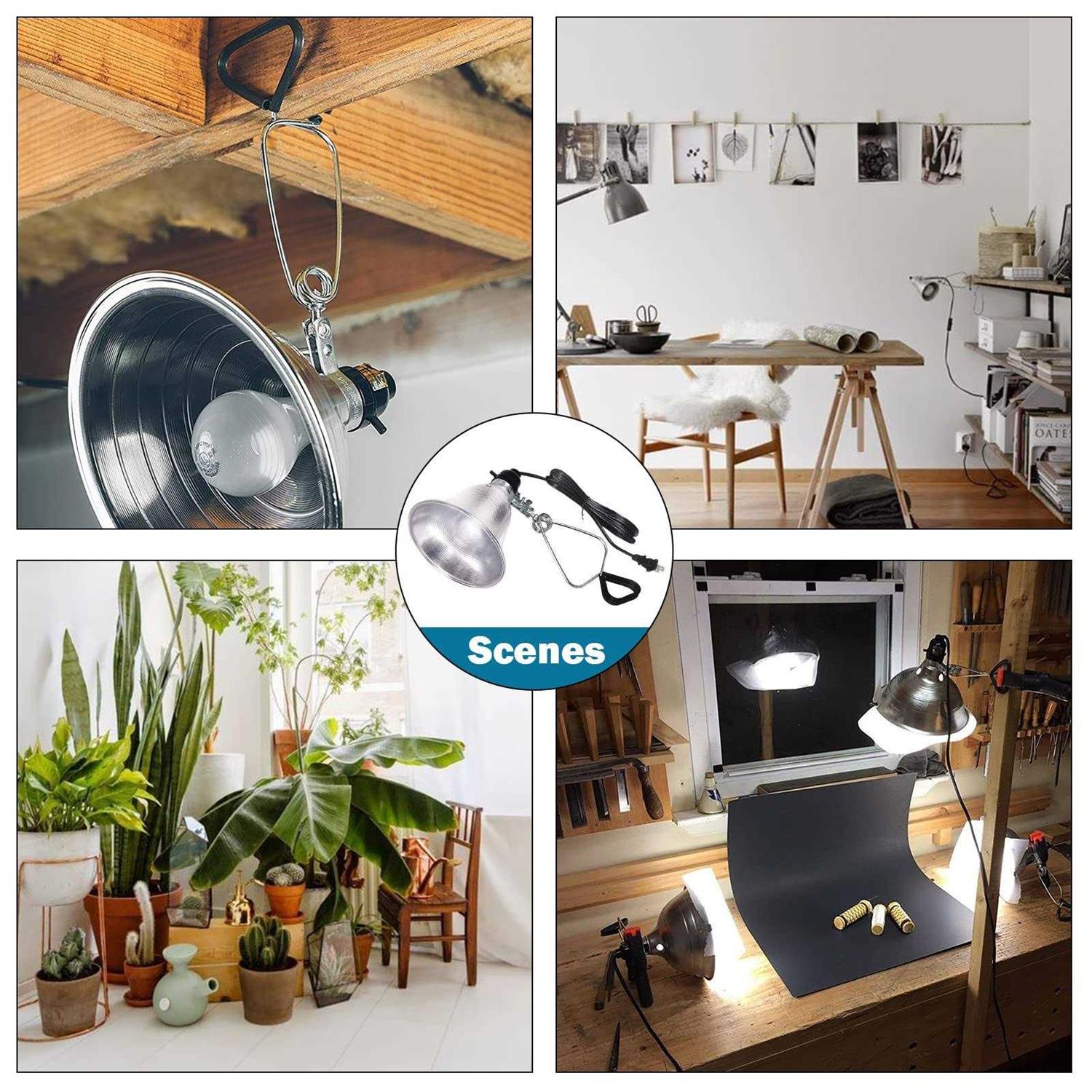 EP Clamp Lamp Light with Detachable 5.5 Inch Aluminum Reflector 60 Watt E26 Socket - Image 4