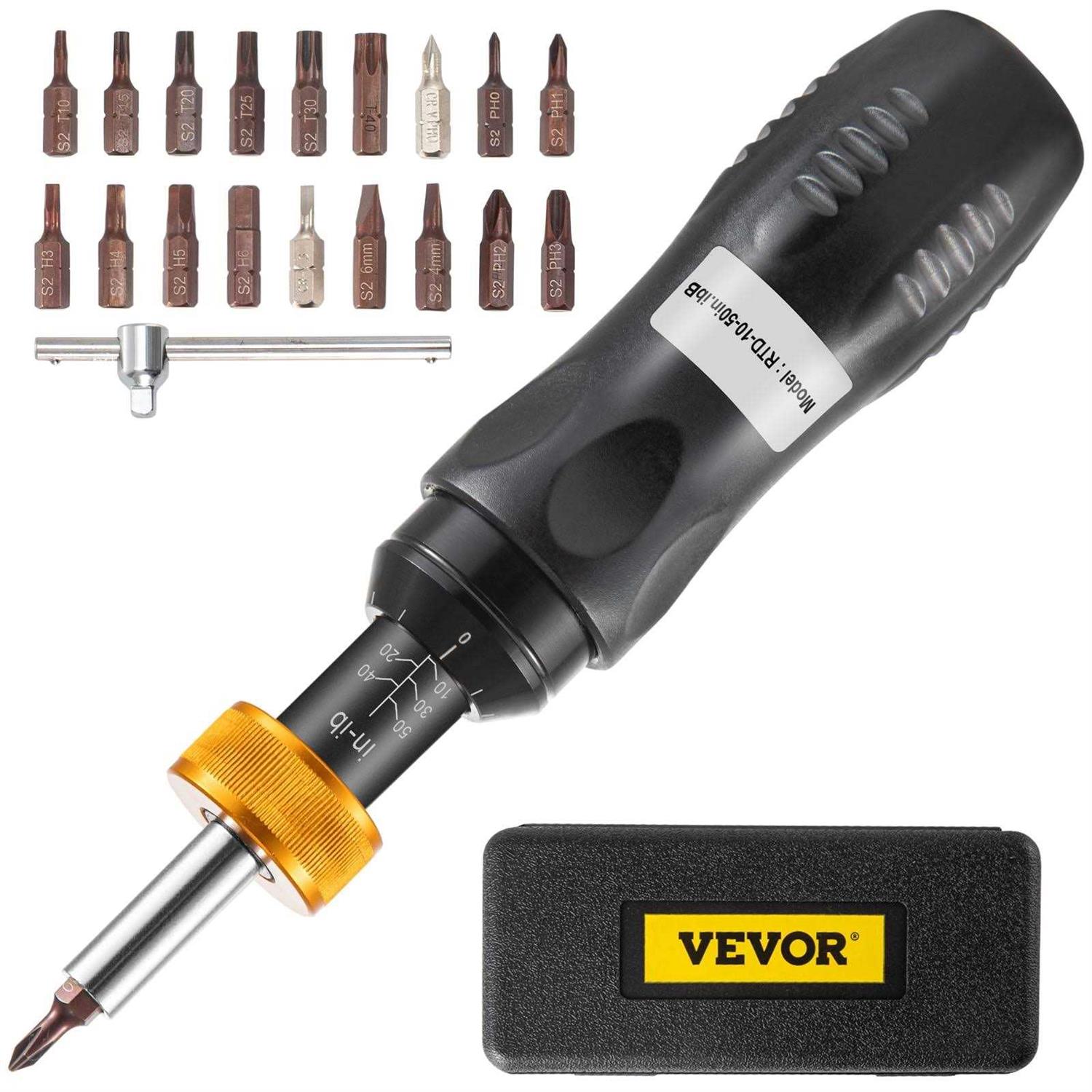 VEVOR Torque Screwdriver 1/4 Drive Screwdriver Torque Wrench Torque Screwdriver Electrician 10-50 in/lbs
