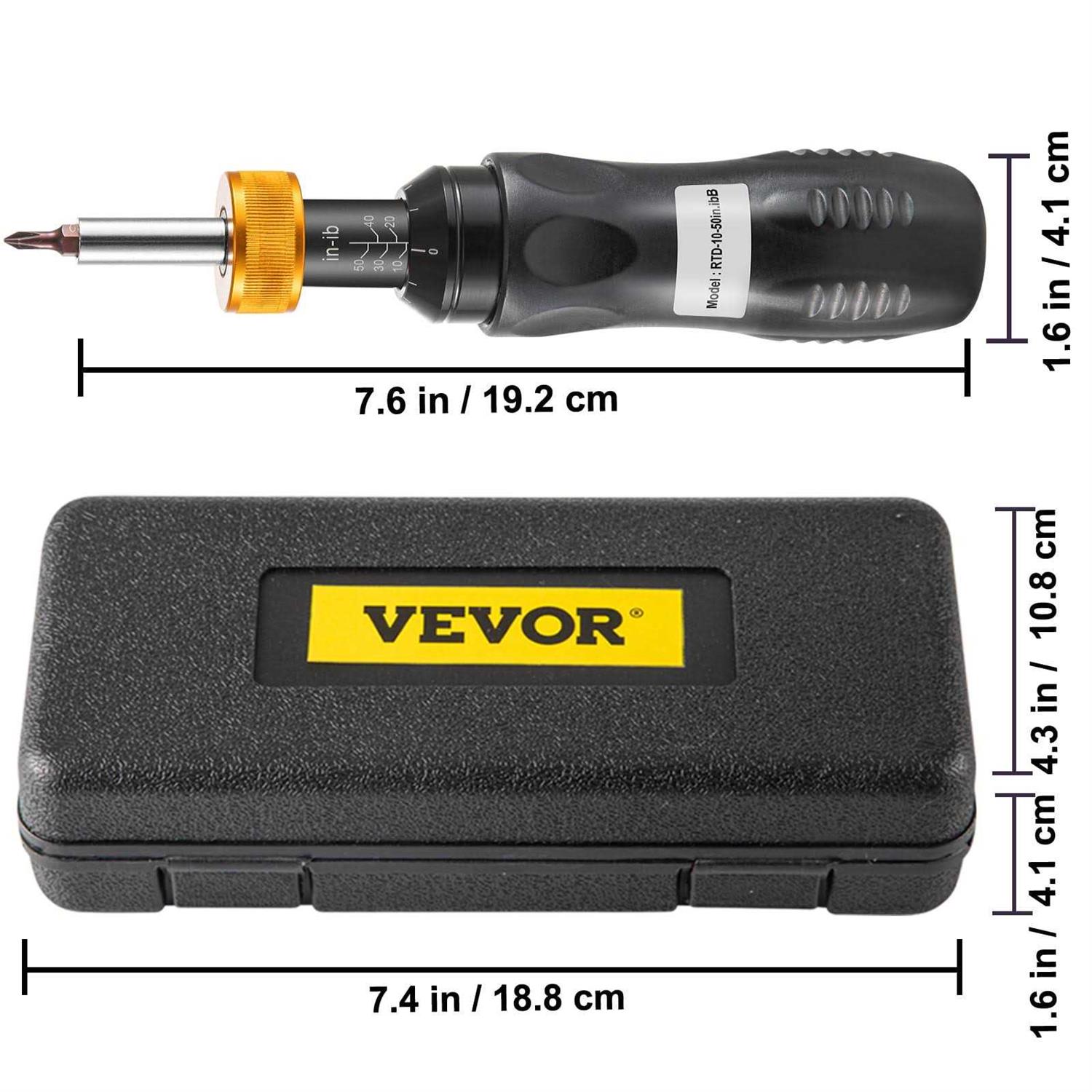 VEVOR Torque Screwdriver 1/4 Drive Screwdriver Torque Wrench Torque Screwdriver Electrician 10-50 in/lbs - Image 3