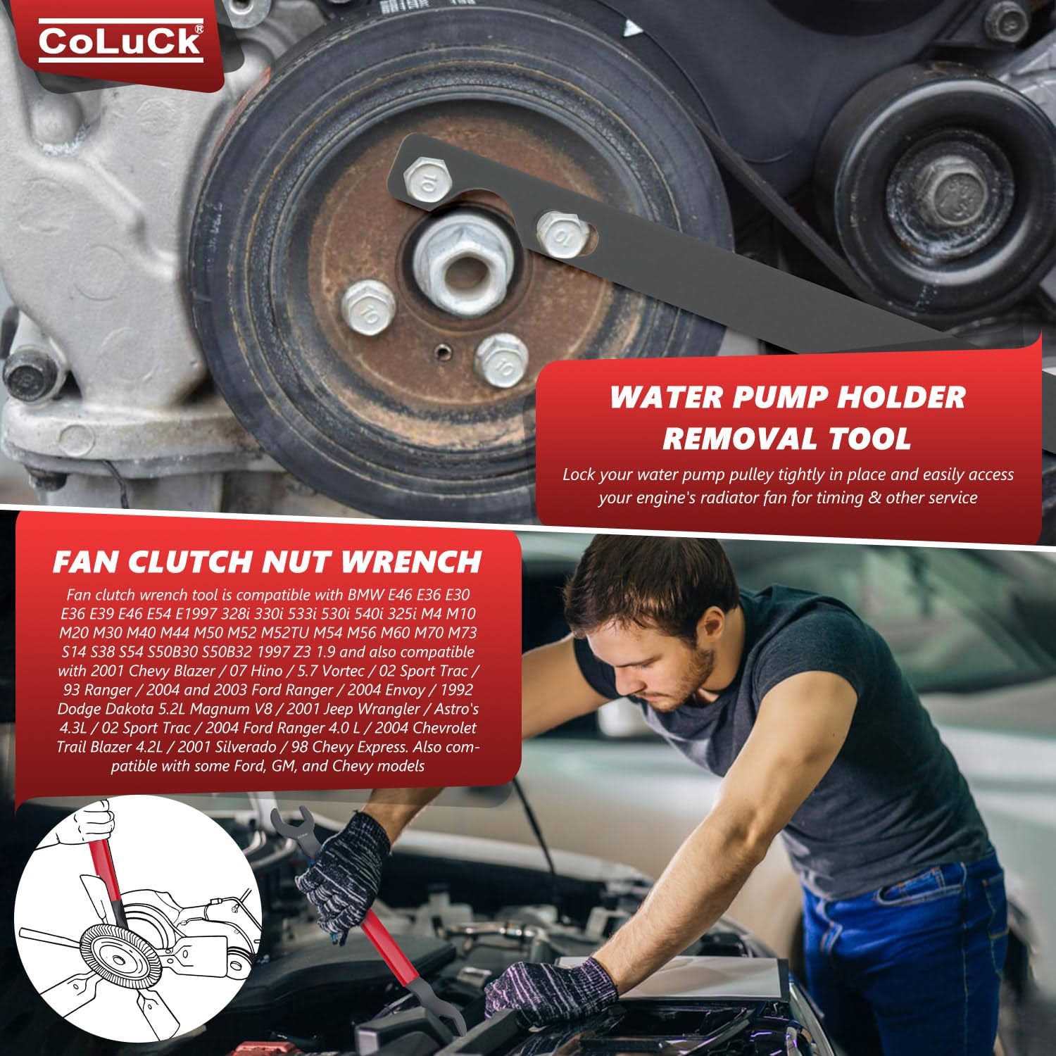 CoLuck Fan Clutch Wrench Set 32mm & 36mm Wrenches Fan Clutch Removal Tool Compatible with BMW - Image 5