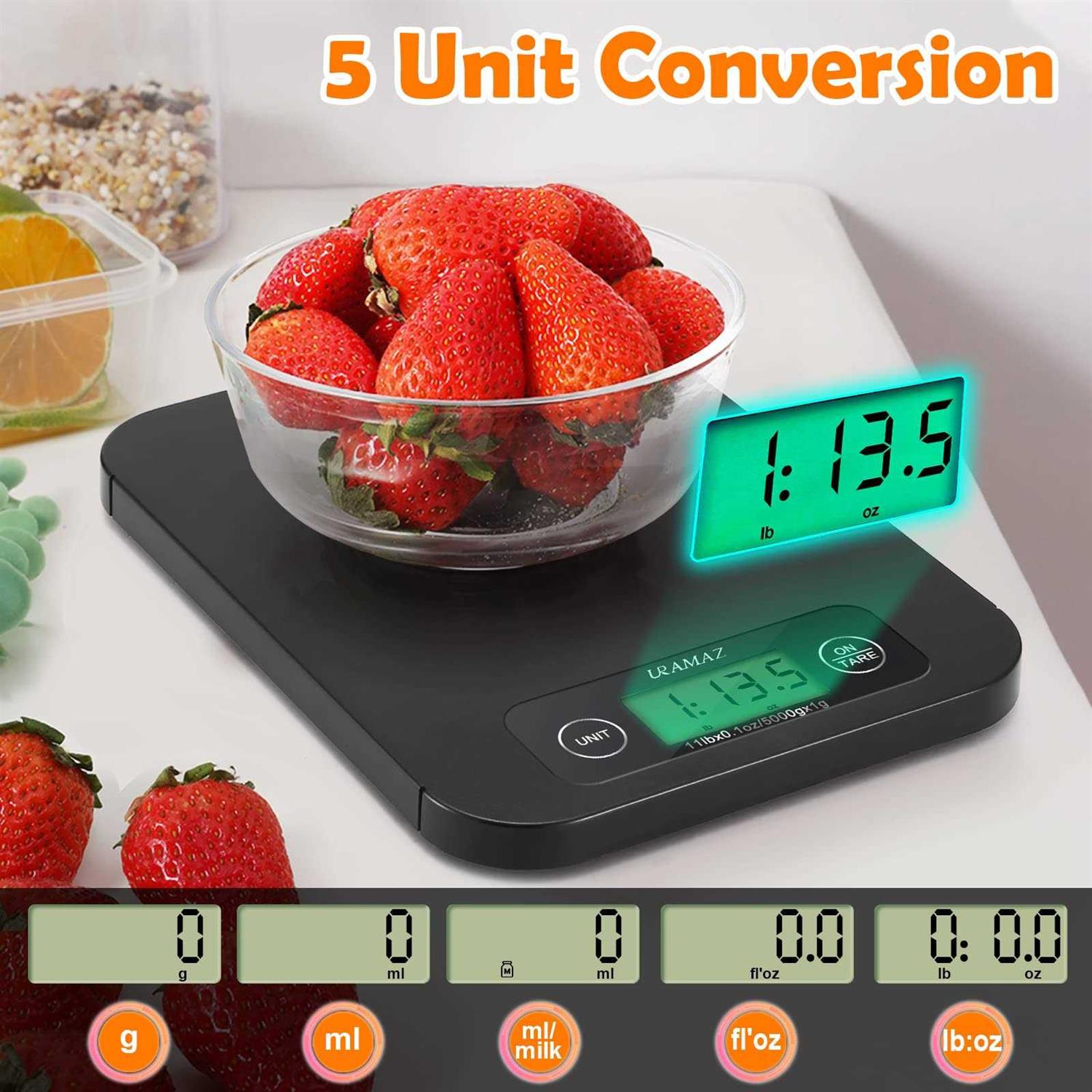 URAMAZ Smart Food Scale for Weight Loss, Kitchen Food Scales Digital Weight Grams and oz with Nutritional Calculator - Image 3
