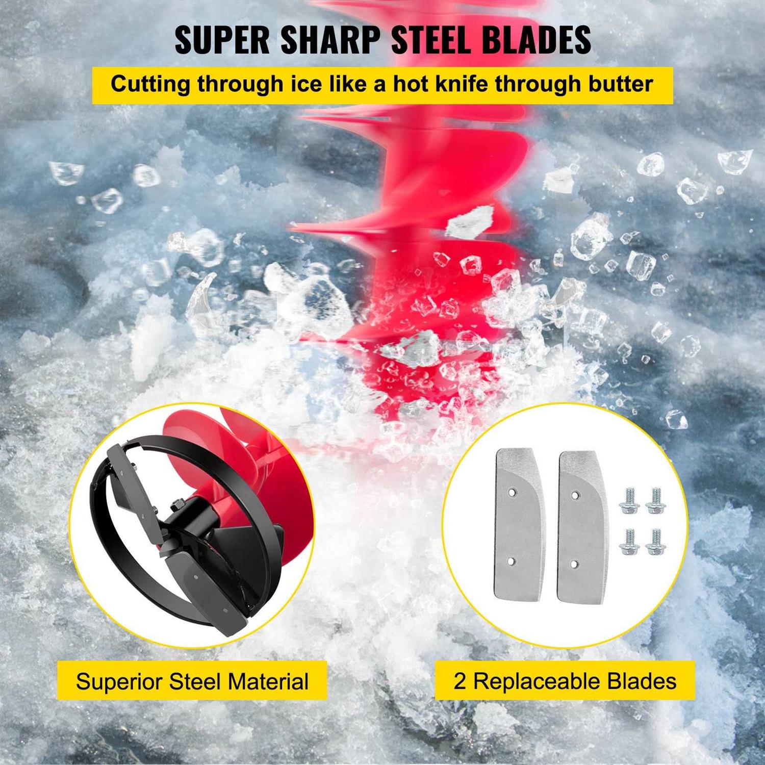 VEVOR 8x41-in Ice Drill Auger Nylon 8-in Ice Auger Bit Rubber BZHSNLYC41348EQK6V0 - Image 3