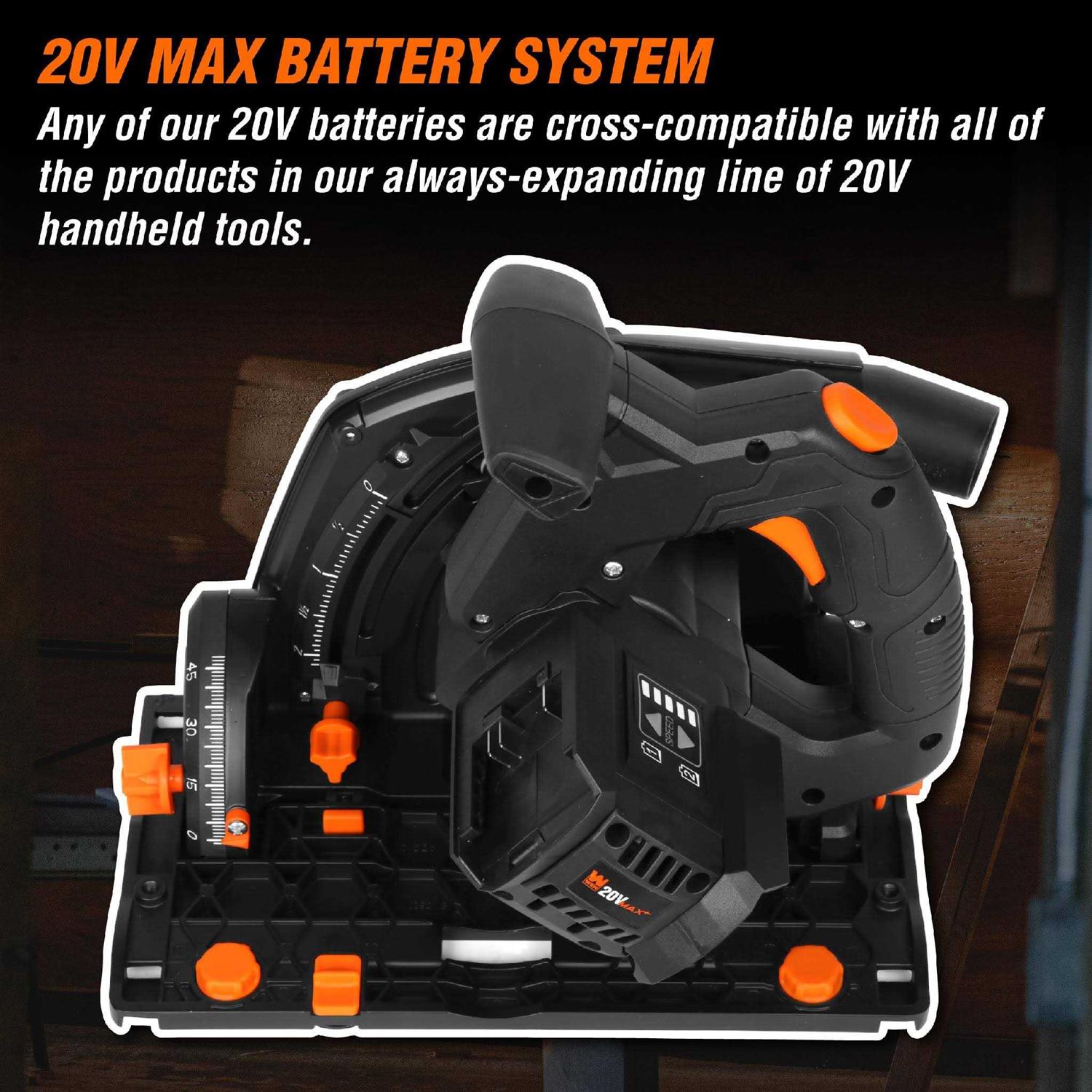 WEN 20-Volt Max 6.5 in. Cordless Brushless Plunge Cut Variable Speed Track Saw - Image 2