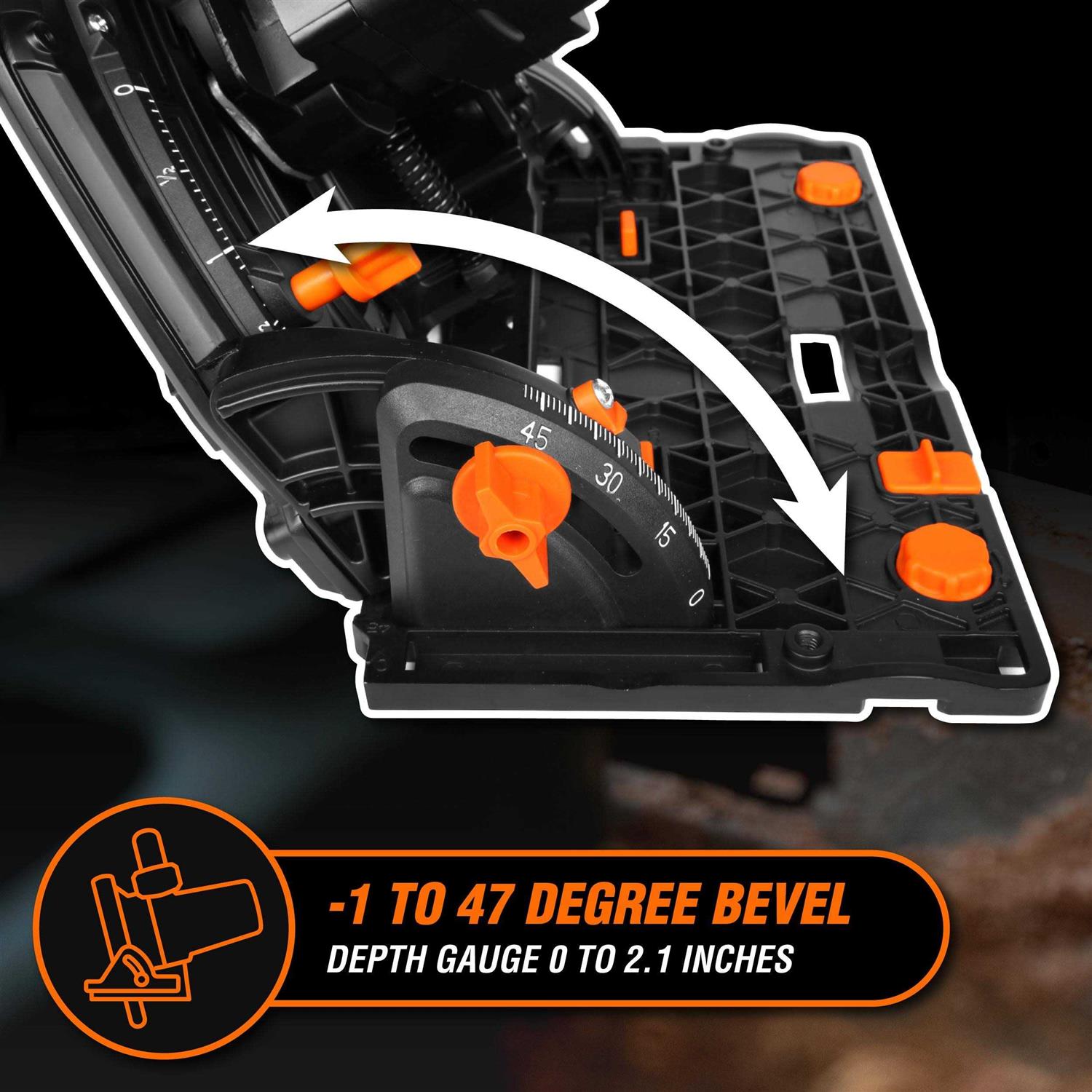 WEN 20-Volt Max 6.5 in. Cordless Brushless Plunge Cut Variable Speed Track Saw - Image 3