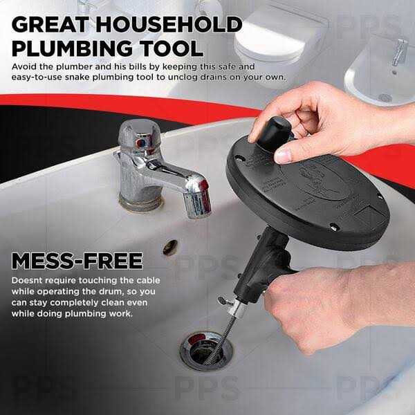 The Plumber's Choice Drum Auger Steel Plumbing Drain Snake with Drain Cleaning Cable - Image 3