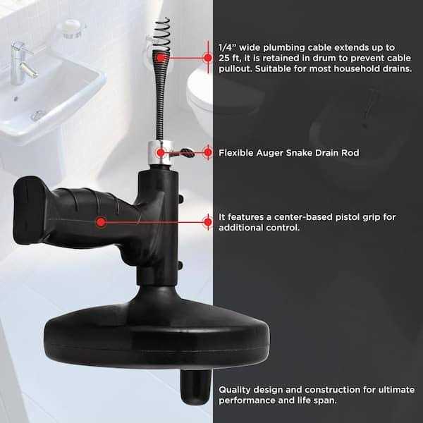 The Plumber's Choice Drum Auger Steel Plumbing Drain Snake with Drain Cleaning Cable - Image 5