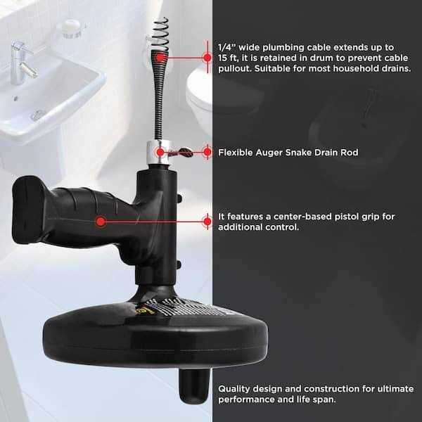 The Plumber's Choice Drum Auger Steel Plumbing Drain Snake with Drain Cleaning Cable - Image 4