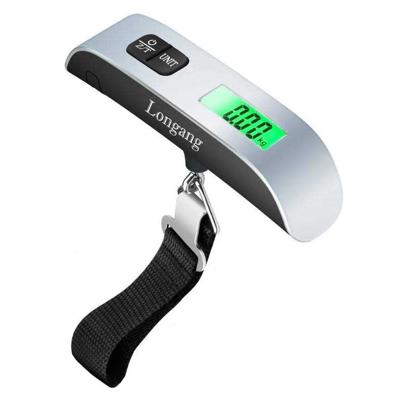 Longang 110 Lbs Digital Hanging Luggage Scale with Backlit for Travel, Rubber Paint Handle and Battery Included