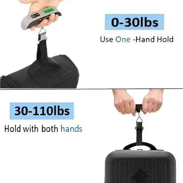Longang 110 Lbs Digital Hanging Luggage Scale with Backlit for Travel, Rubber Paint Handle and Battery Included - Image 4